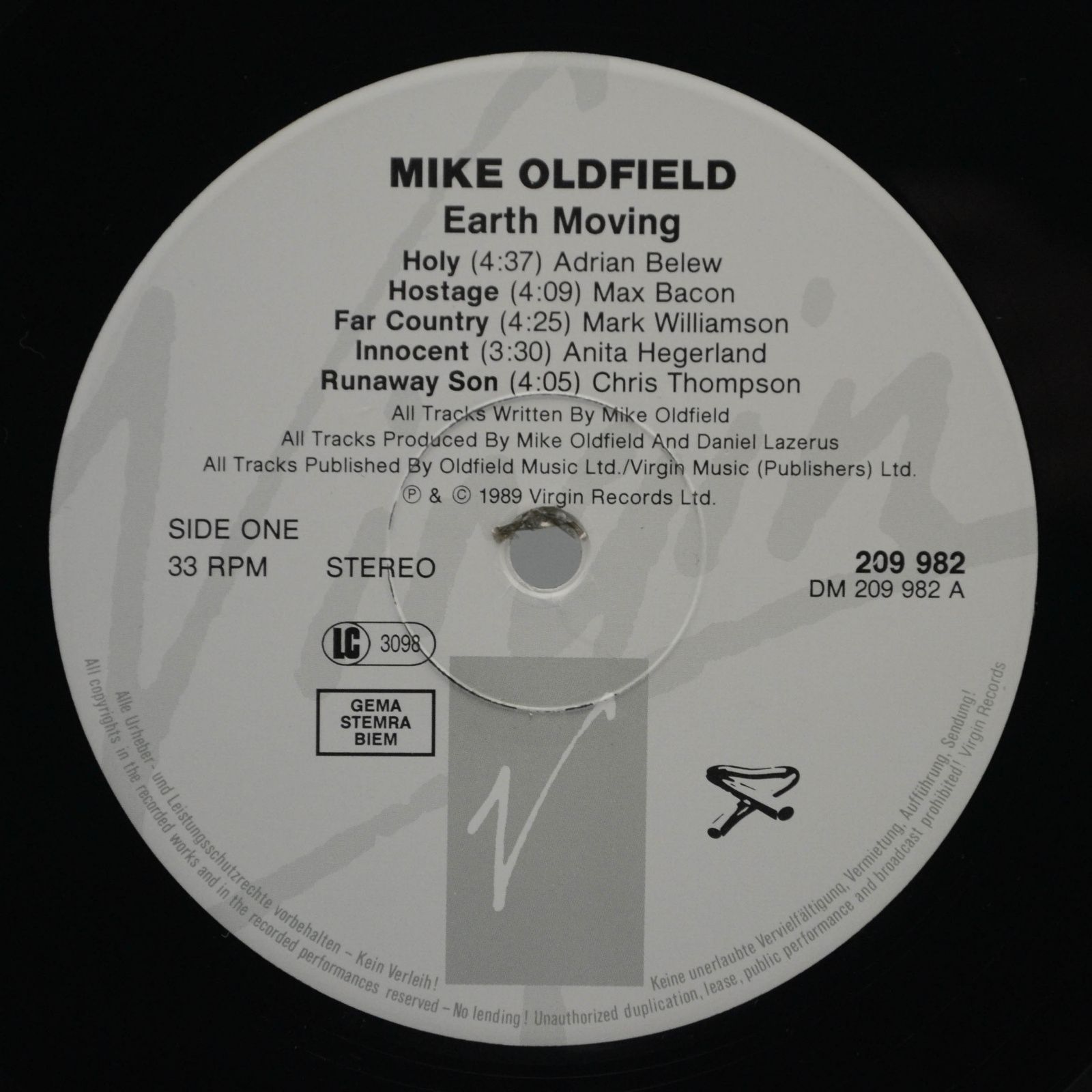 Mike Oldfield — Earth Moving, 1989