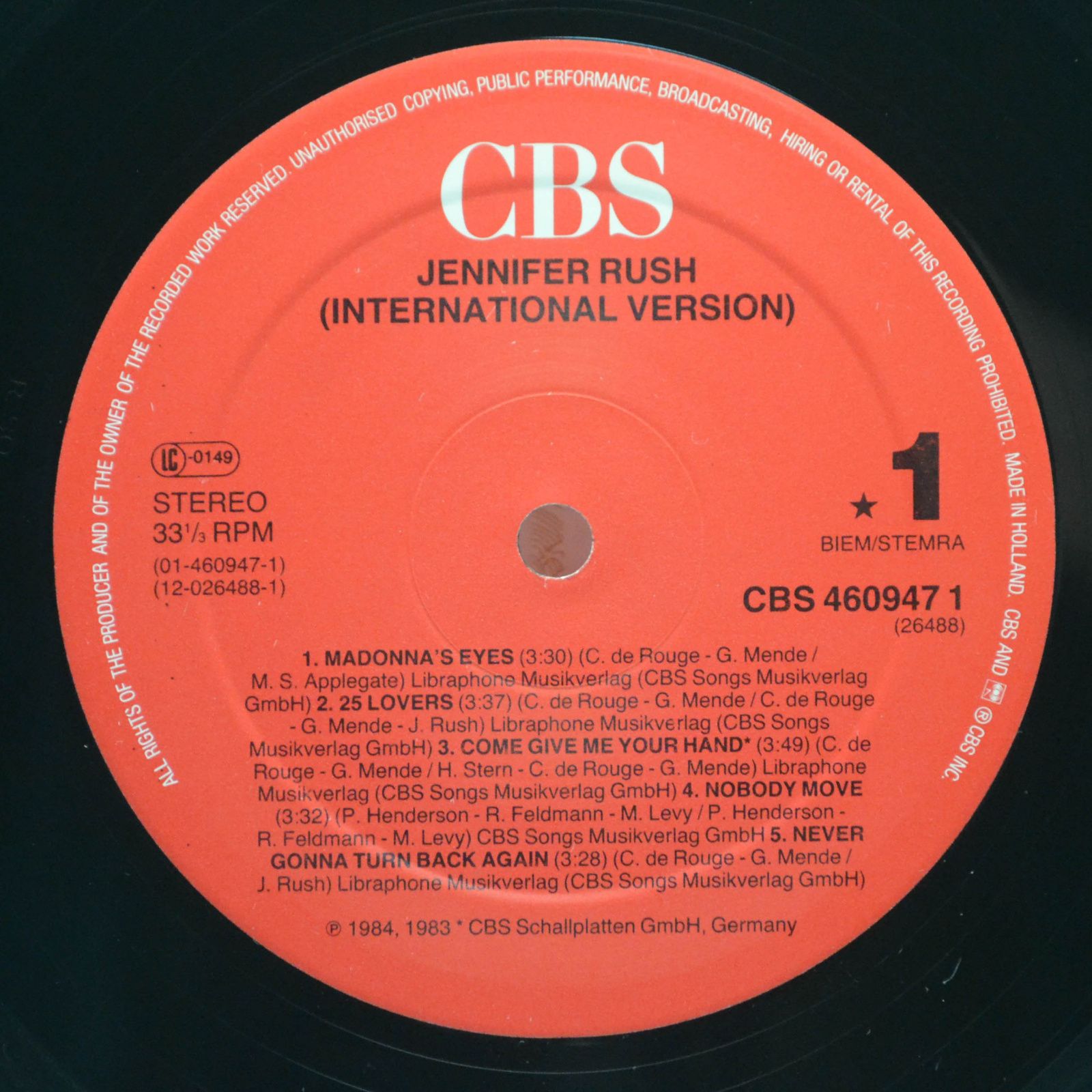 Jennifer Rush — Jennifer Rush (International Version), 1984