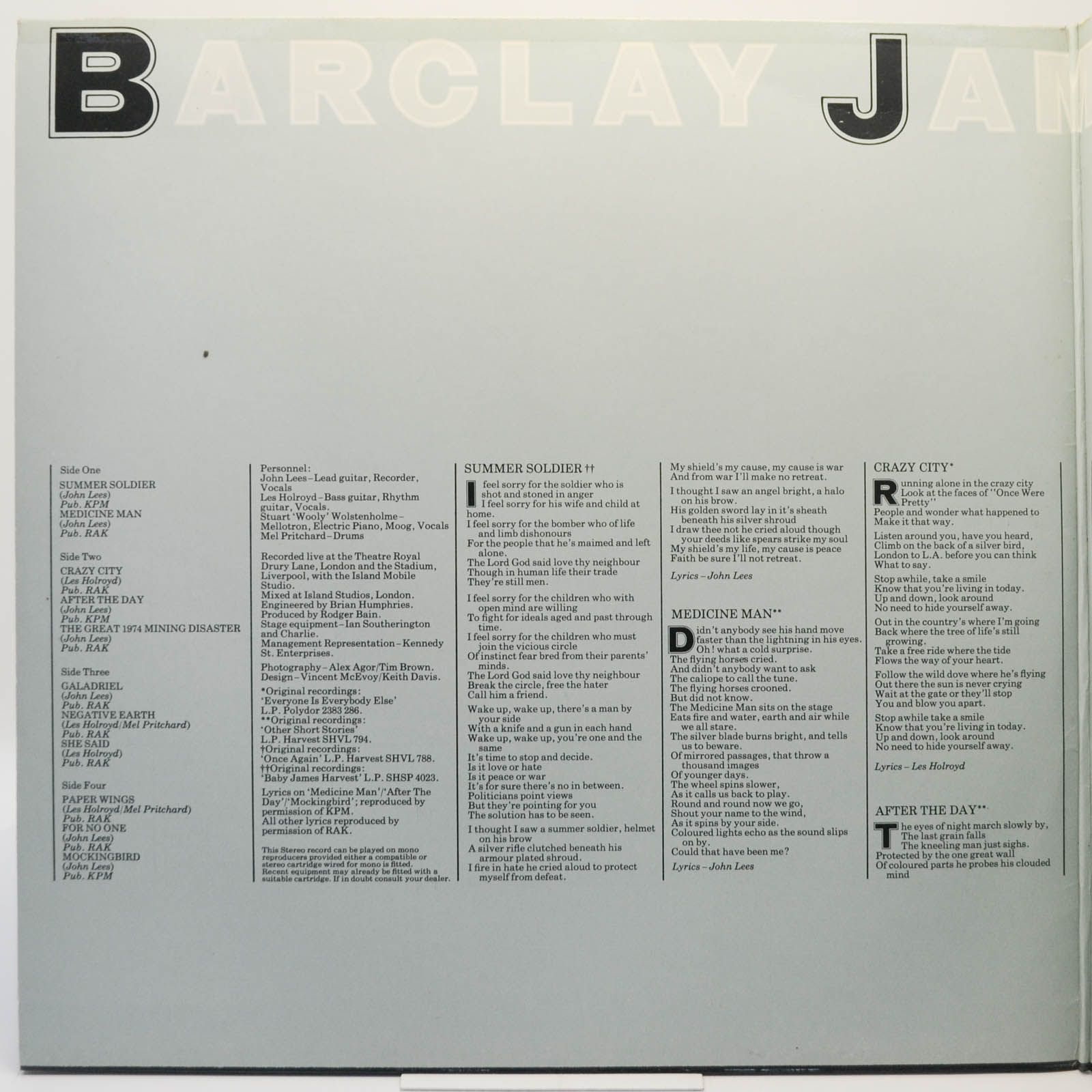 Barclay James Harvest — Live (2LP), 1974