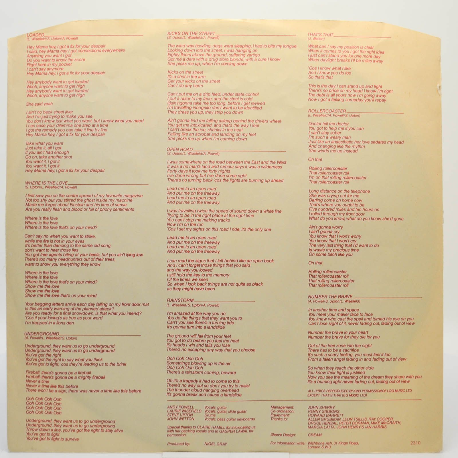 Wishbone Ash — Number The Brave, 1981