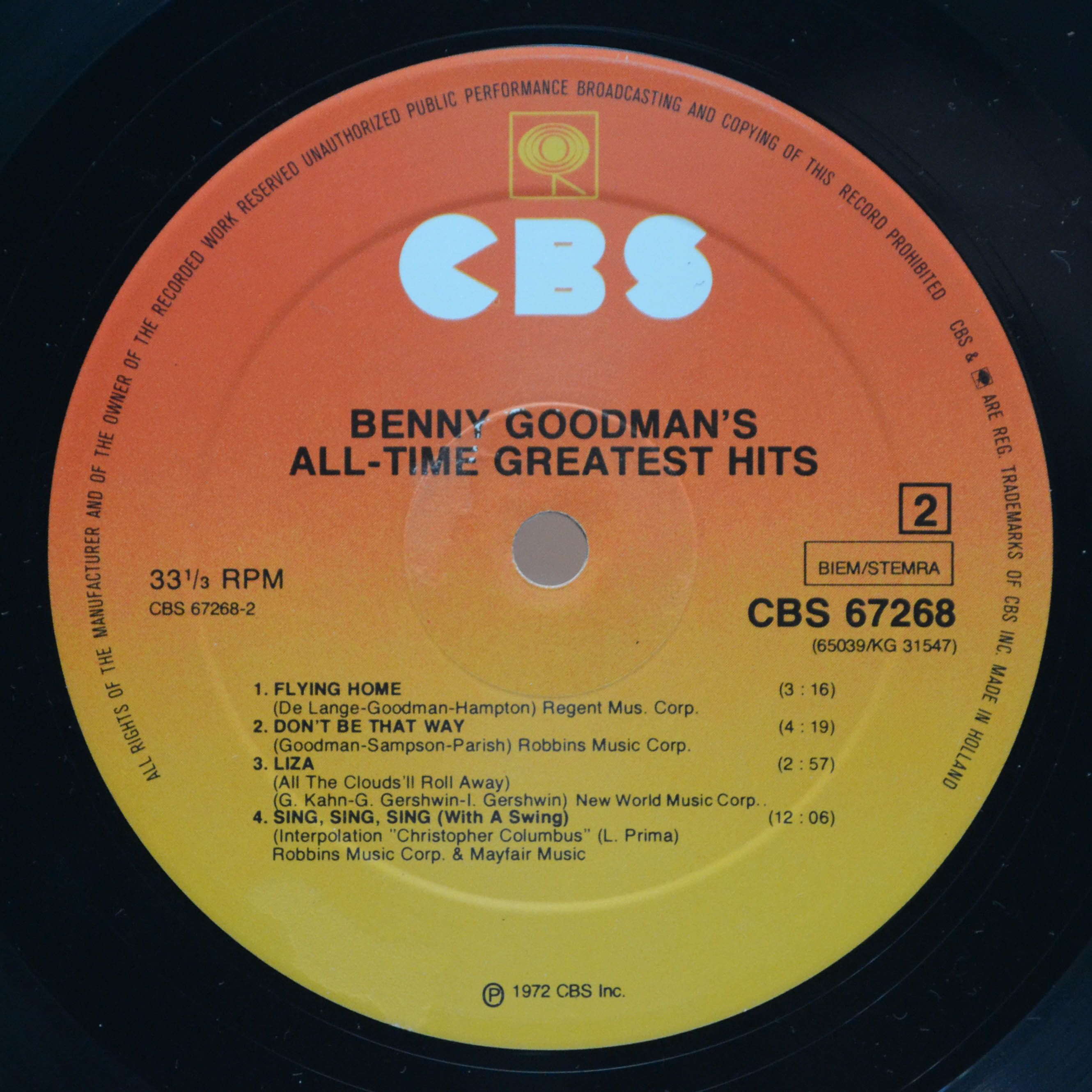 Benny Goodman — All-Time Greatest Hits (2LP), 1972