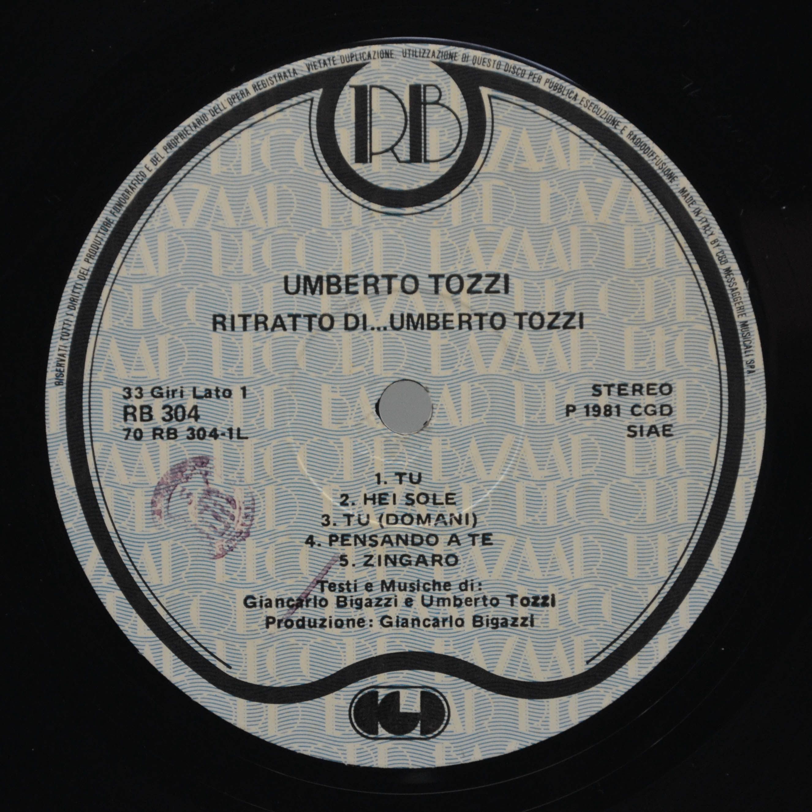 Umberto Tozzi — Ritratto Di... Umberto Tozzi (Italy), 1981