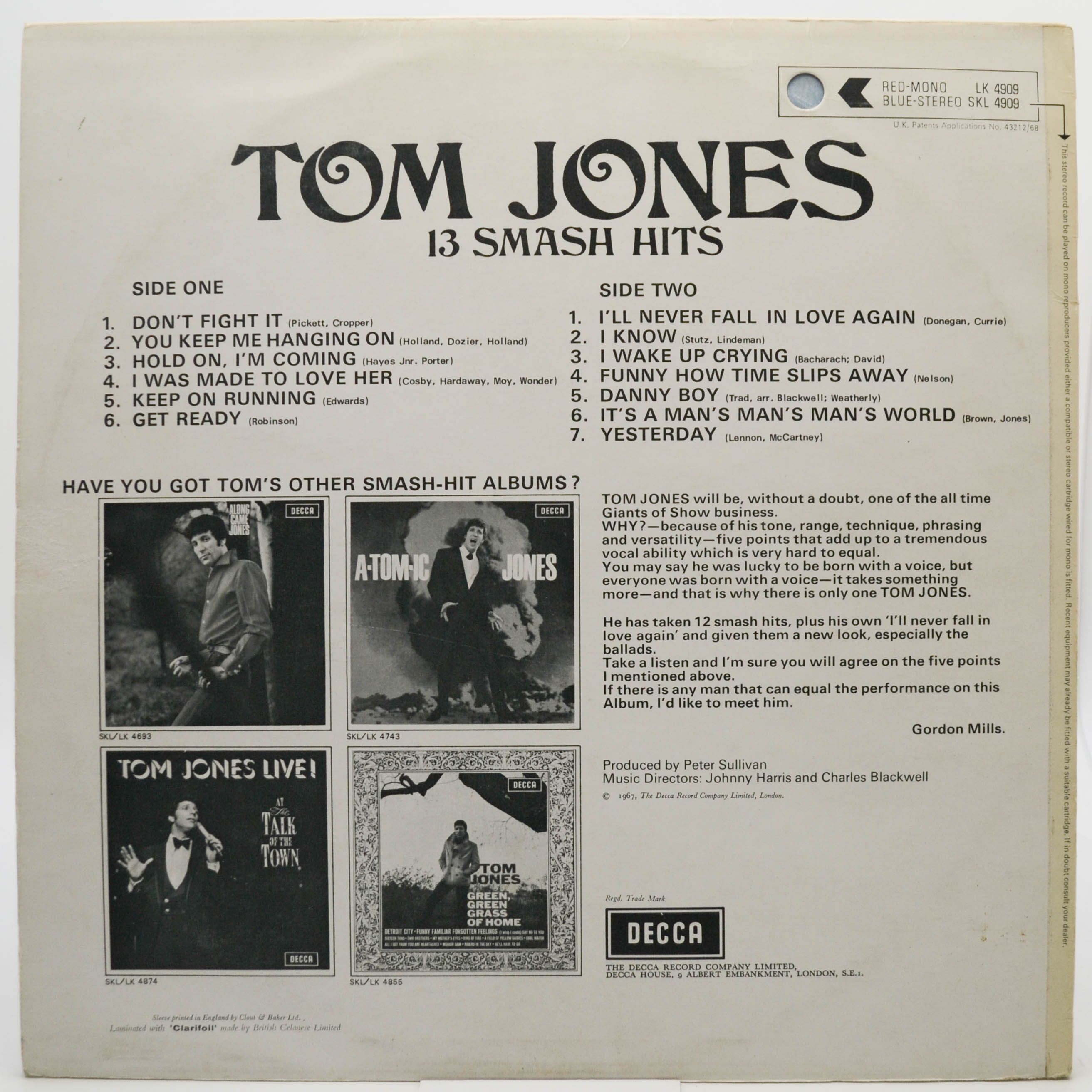 Tom Jones — 13 Smash Hits (UK), 1967