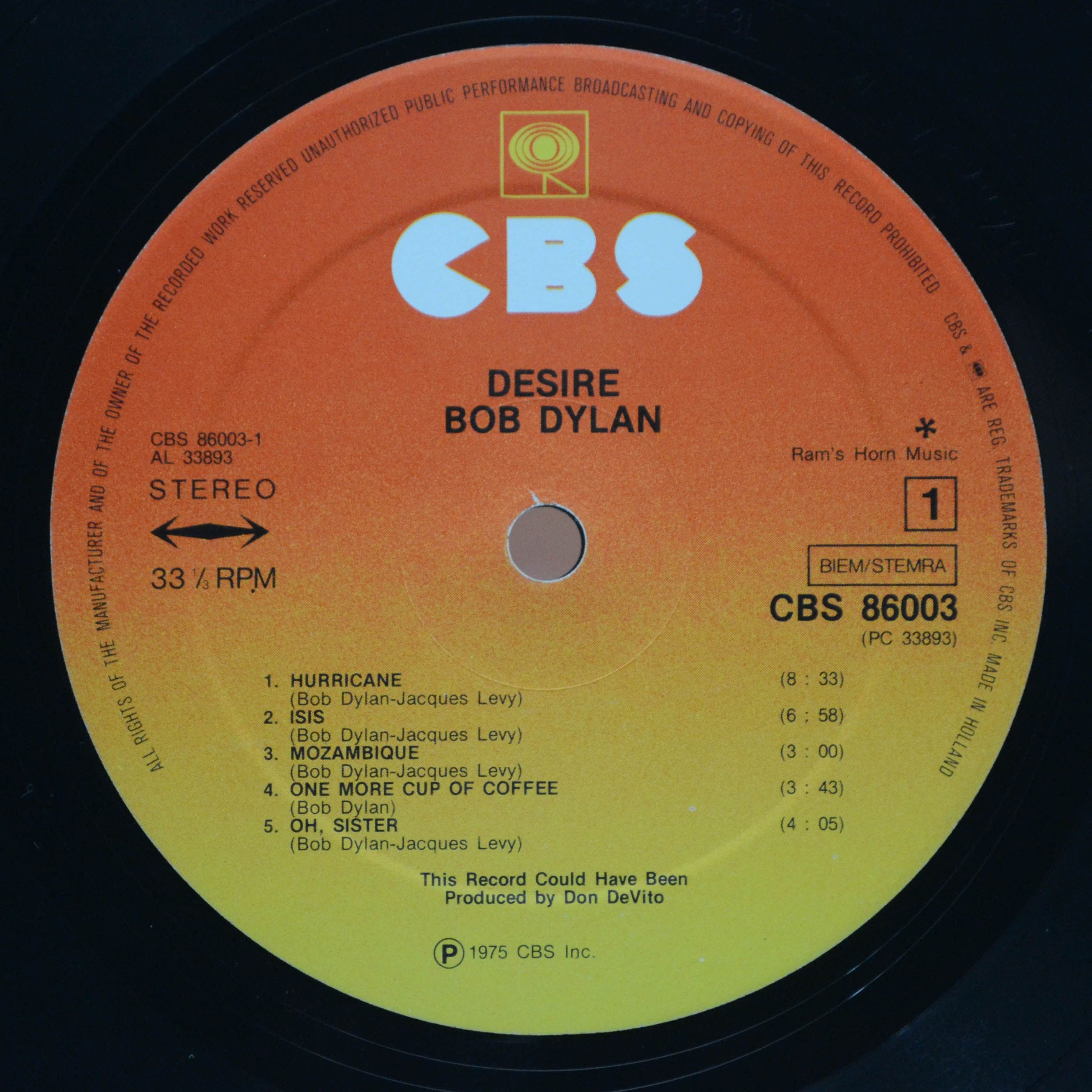 Bob Dylan — Desire, 1976