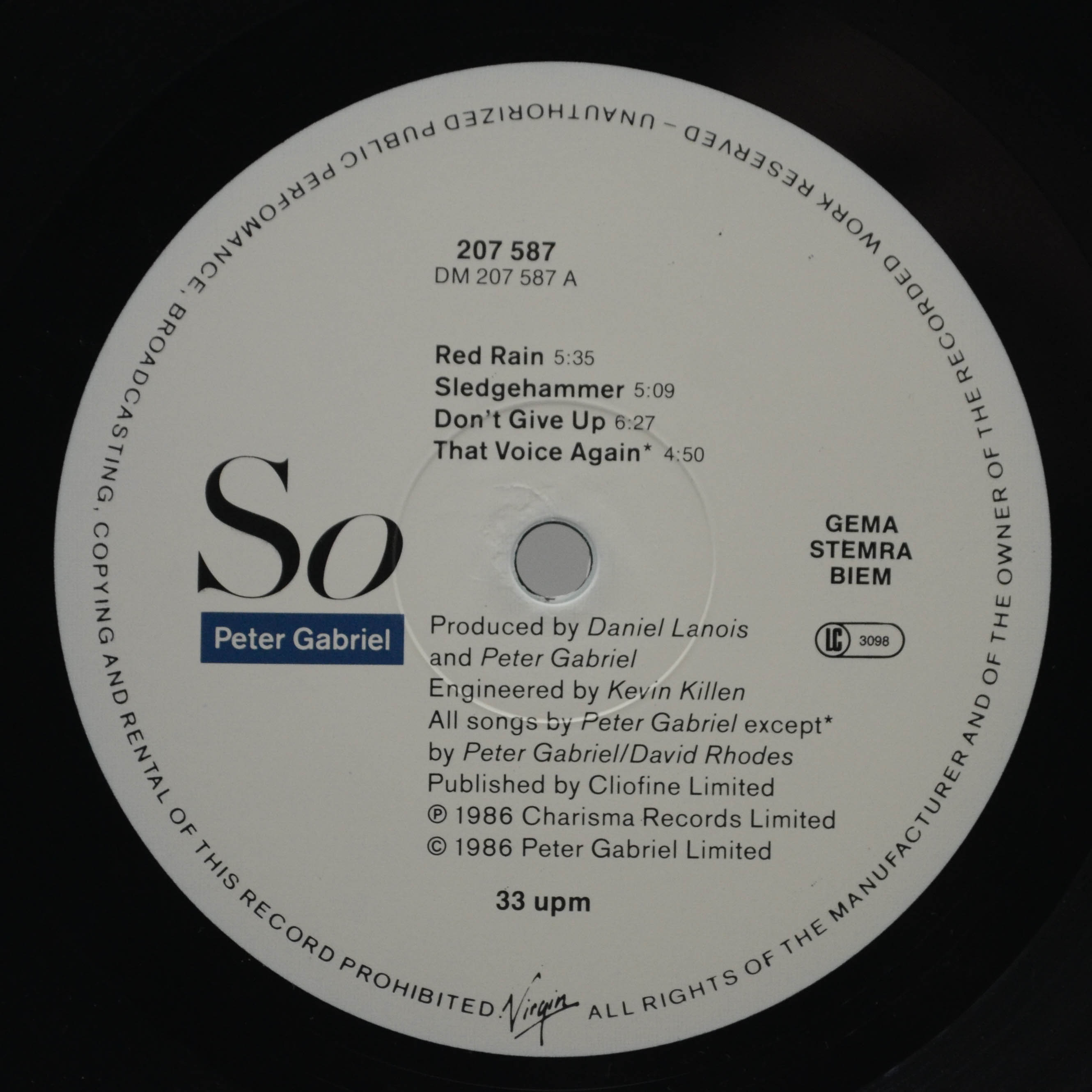 Peter Gabriel — So, 1986