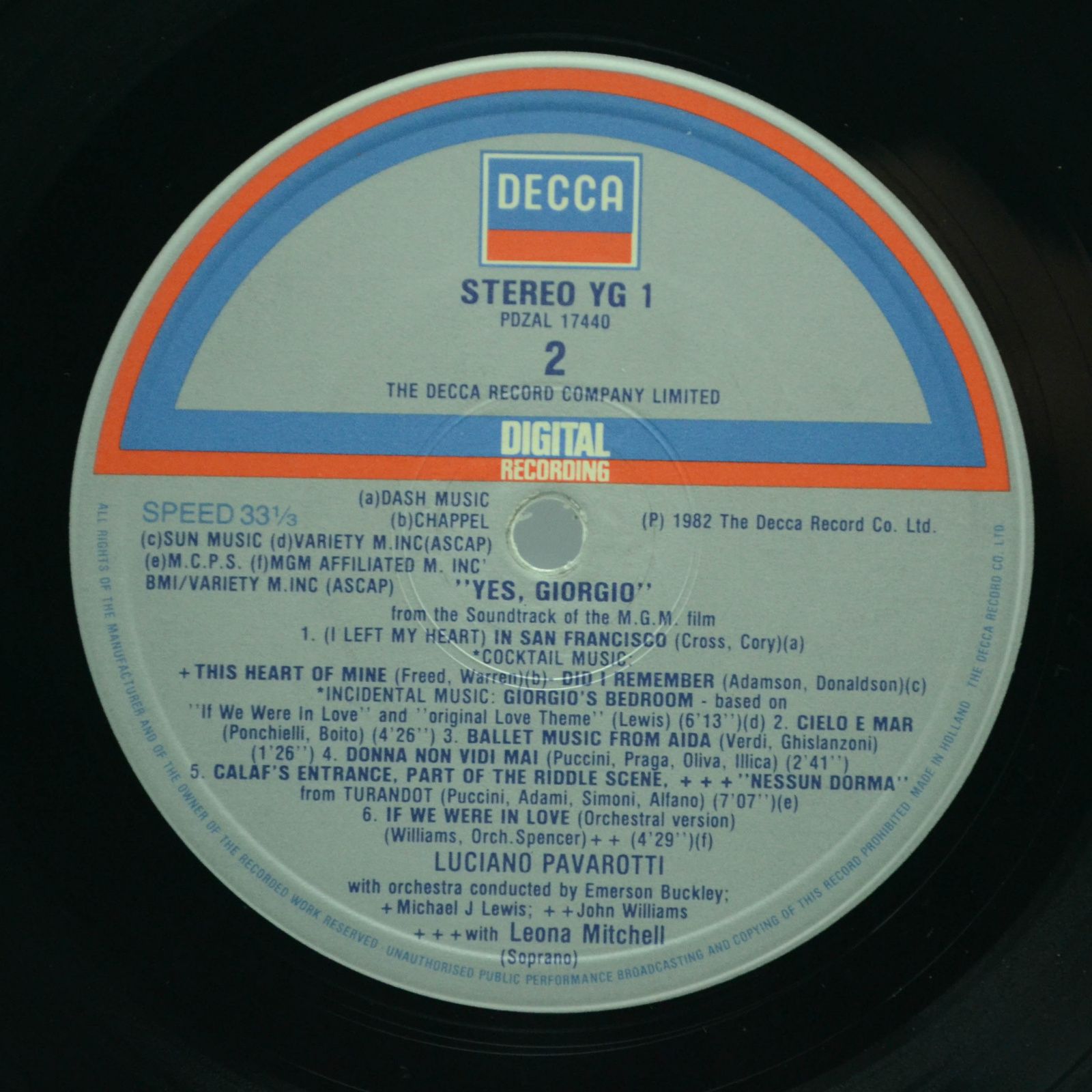 Luciano Pavarotti — Yes, Giorgio, 1982