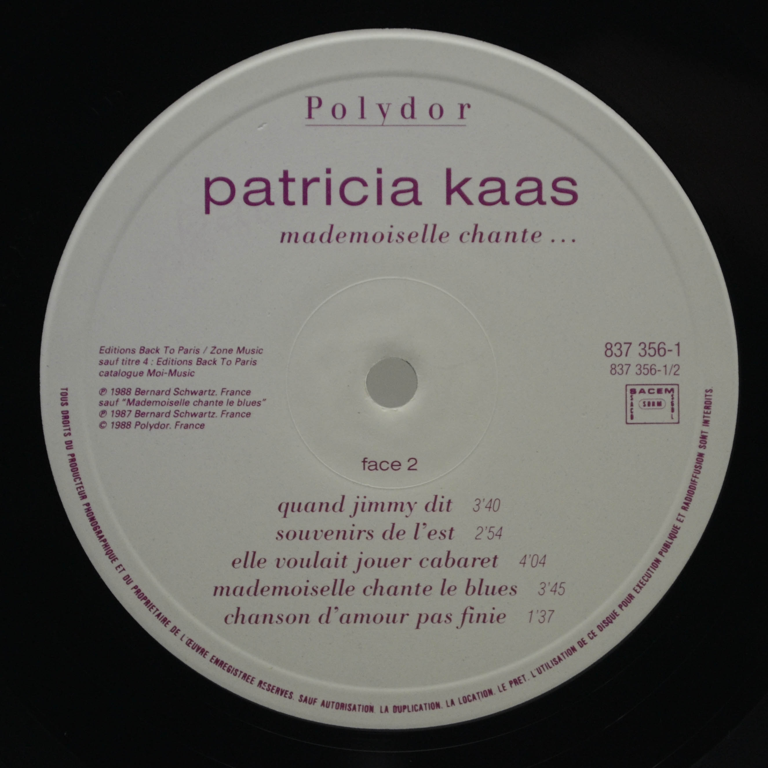 Patricia Kaas — Mademoiselle Chante... (1-st, France), 1988