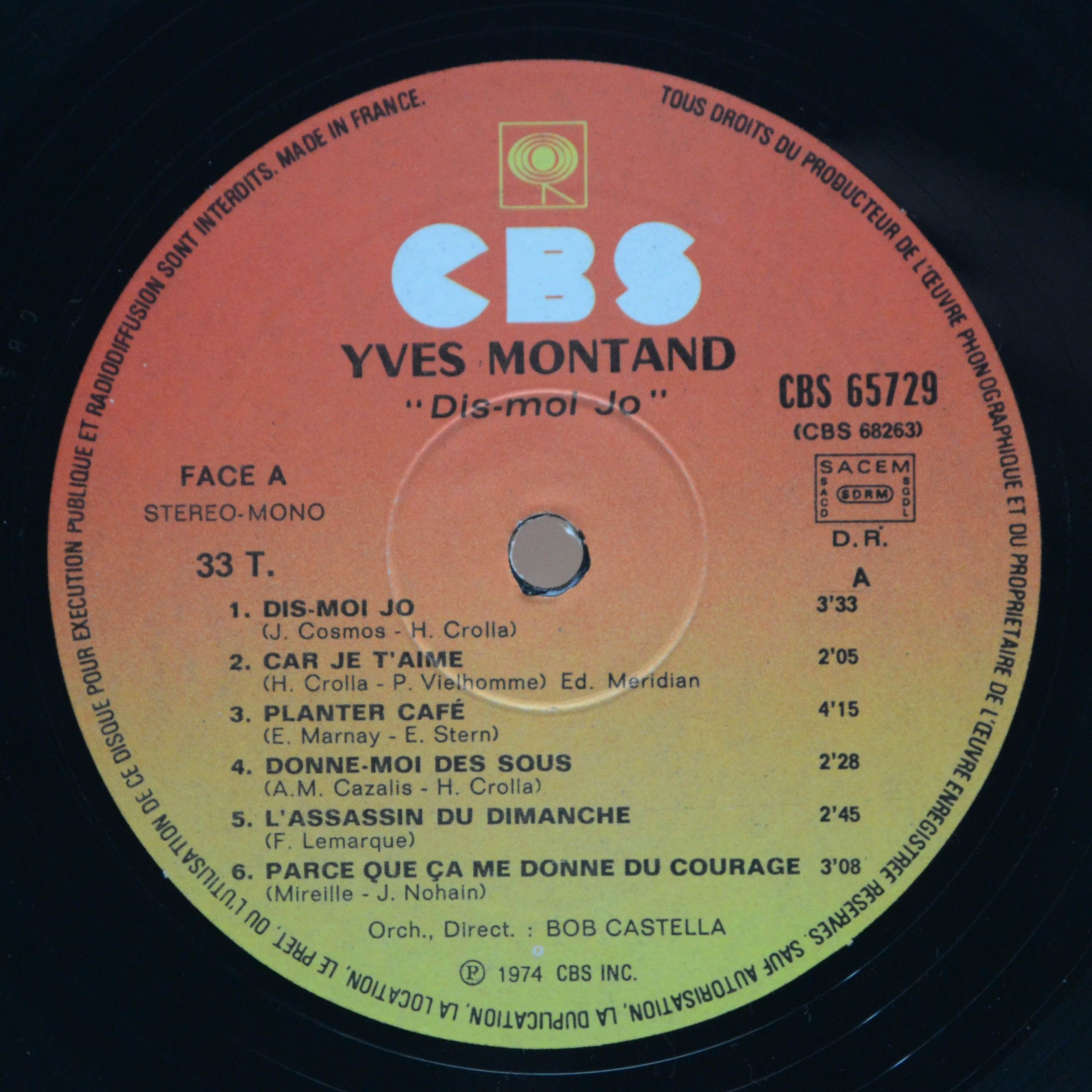 Yves Montand — Dis-Moi Jo (2LP, France), 1974