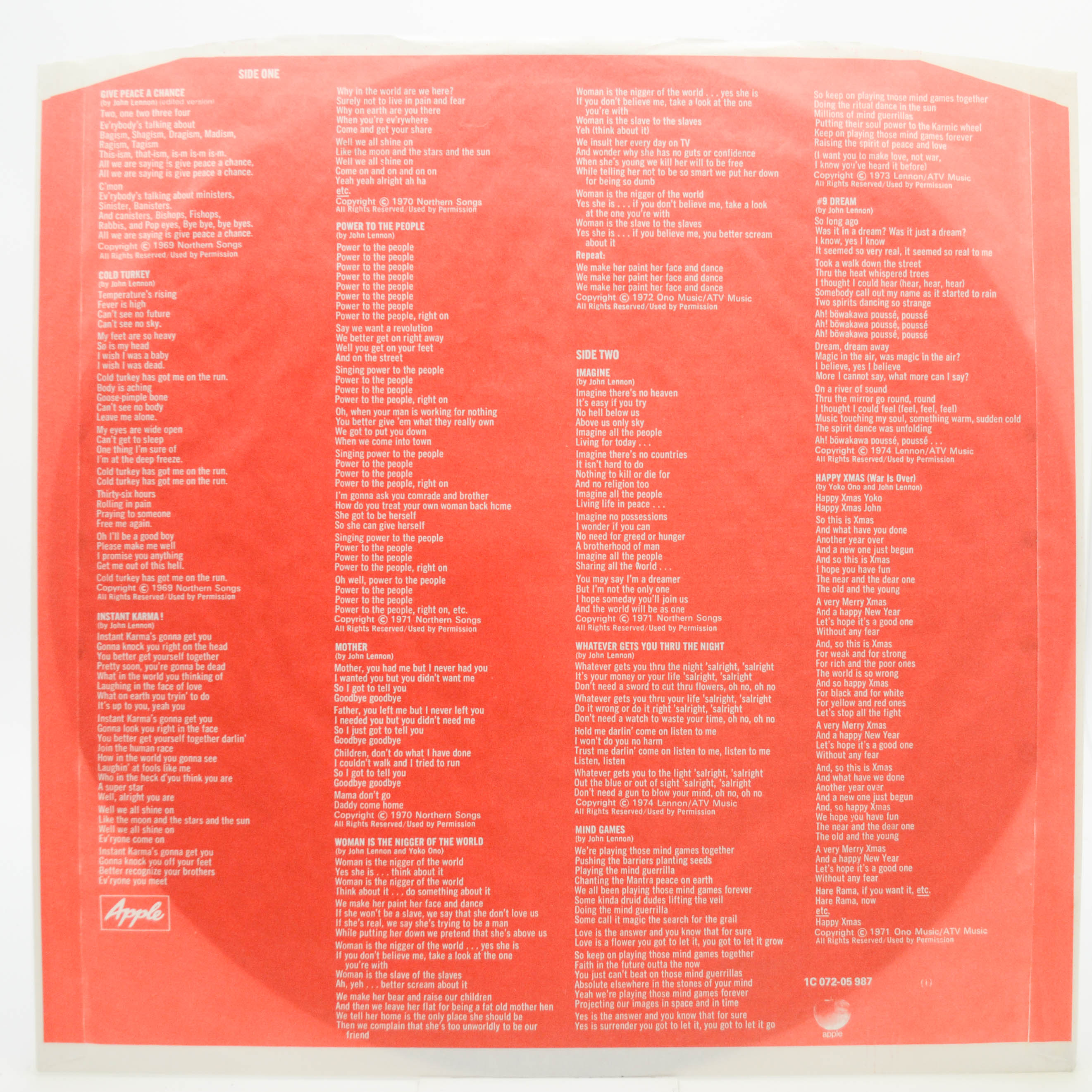 Lennon / Plastic Ono Band — Shaved Fish, 1975