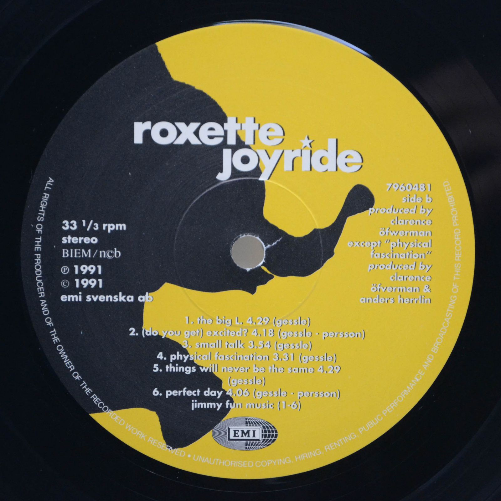 Roxette — Joyride (Sweden), 1991