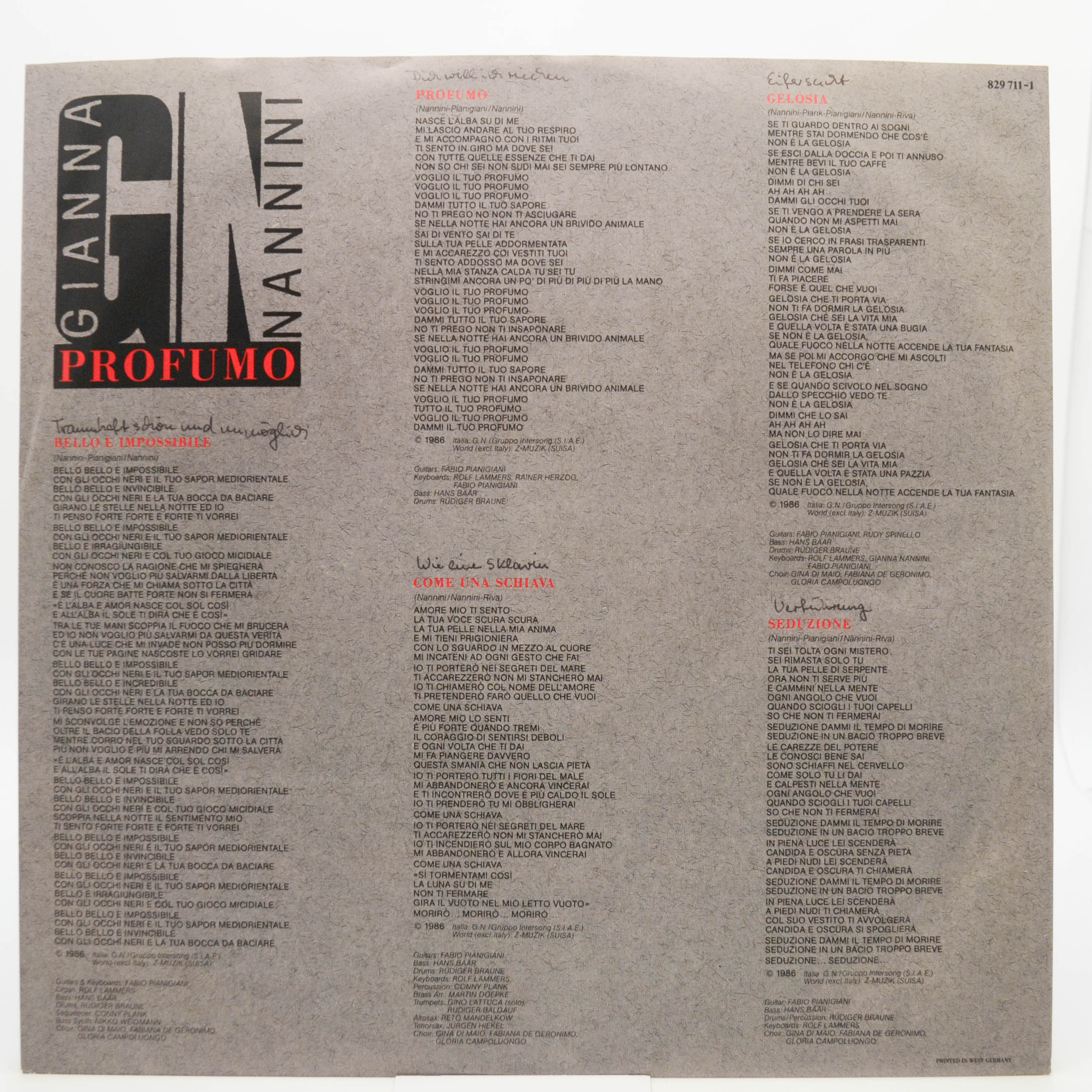 Gianna Nannini — Profumo, 1986