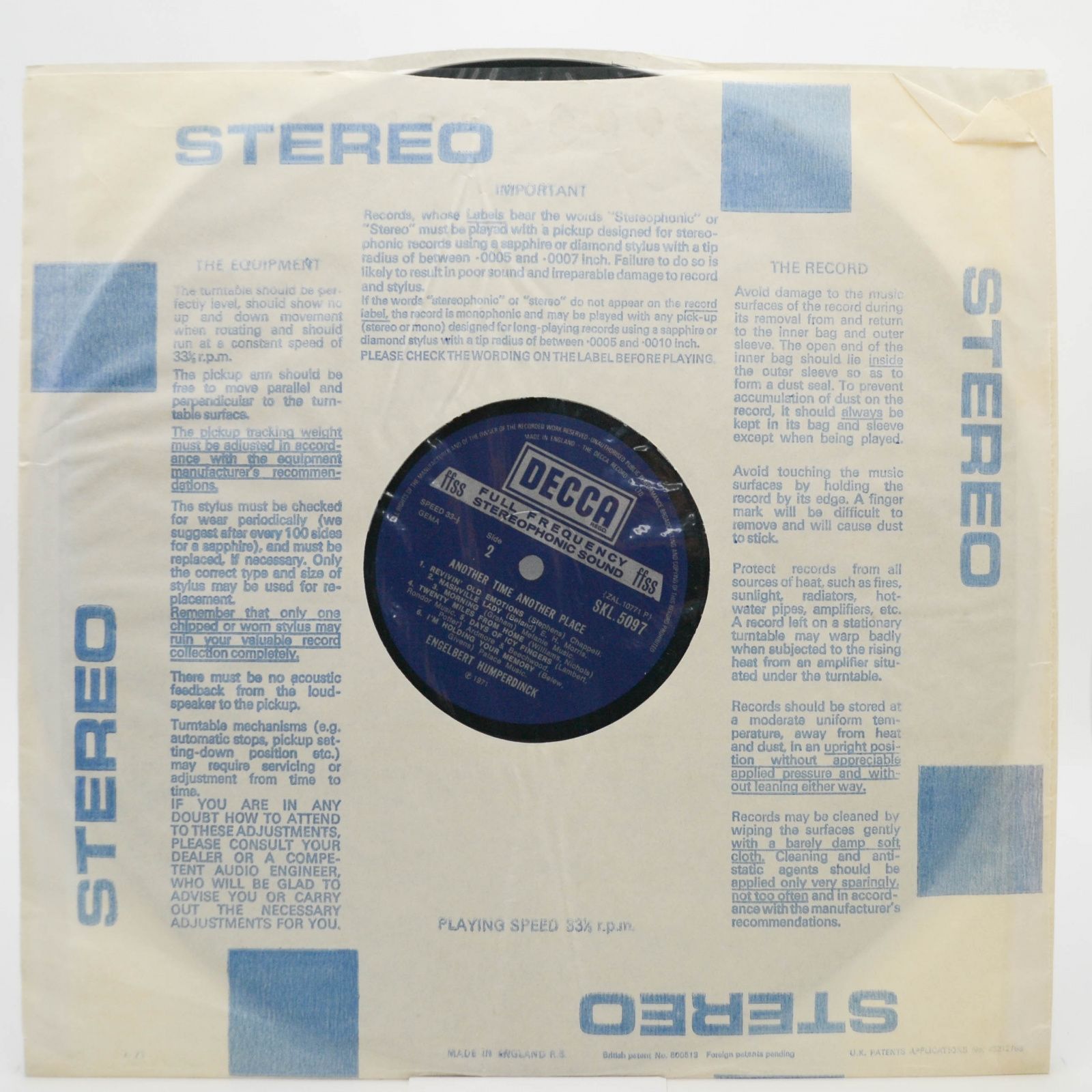 Engelbert Humperdinck — Another Time, Another Place (UK), 1971