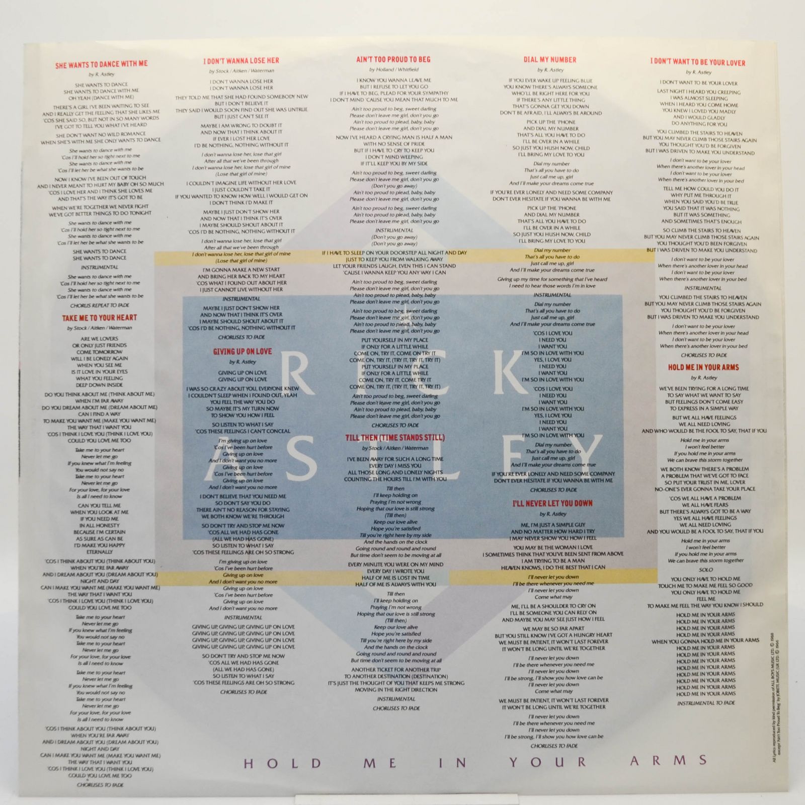 Rick Astley — Hold Me In Your Arms, 1988