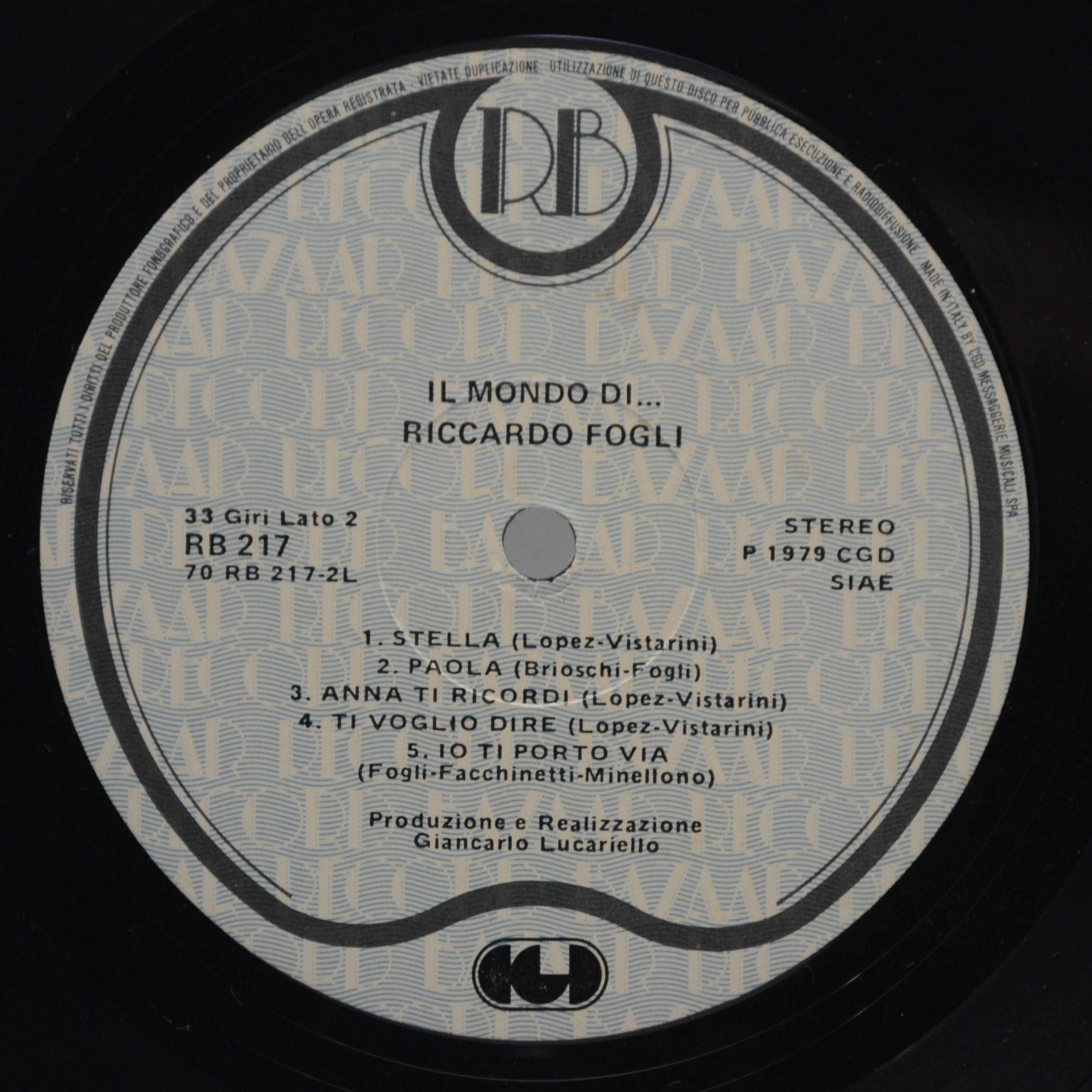 Riccardo Fogli — Il Mondo Di... (Italy), 1979