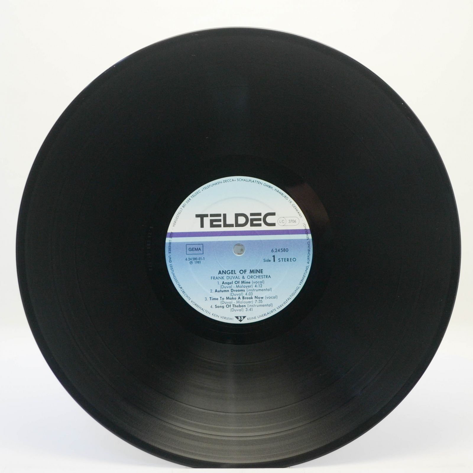 Frank Duval & Orchestra — Angel Of Mine, 1981