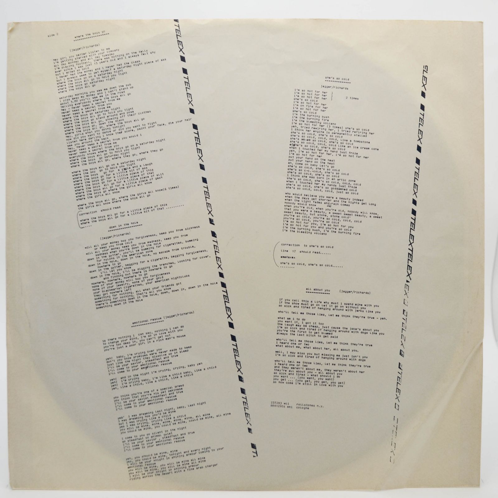 Rolling Stones — Emotional Rescue (poster), 1980