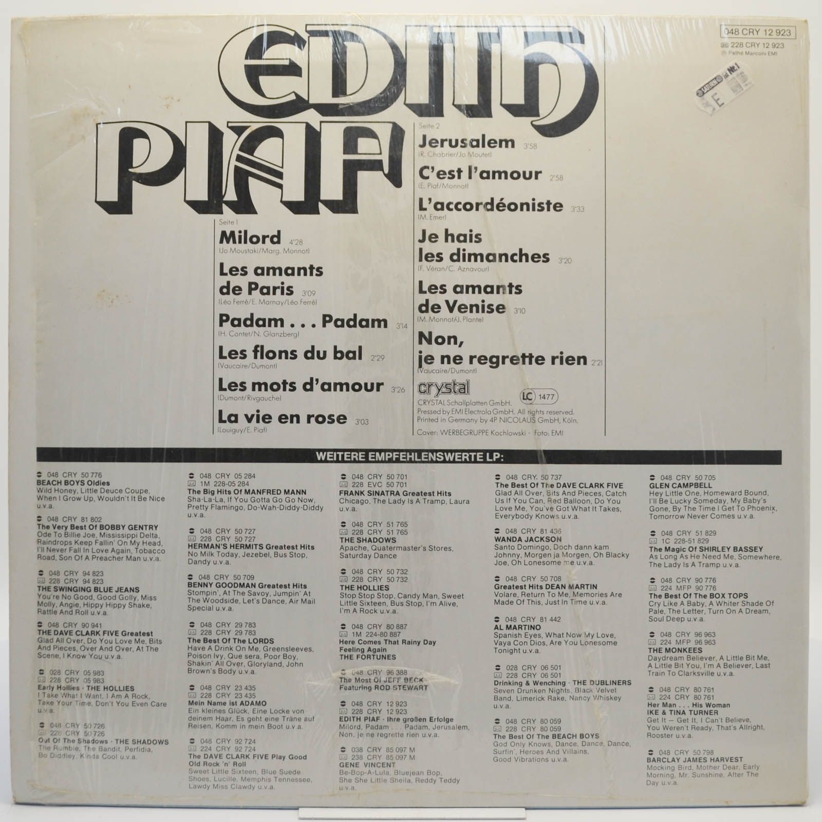 Edith Piaf — Ihre Grossen Erfolge, 1974