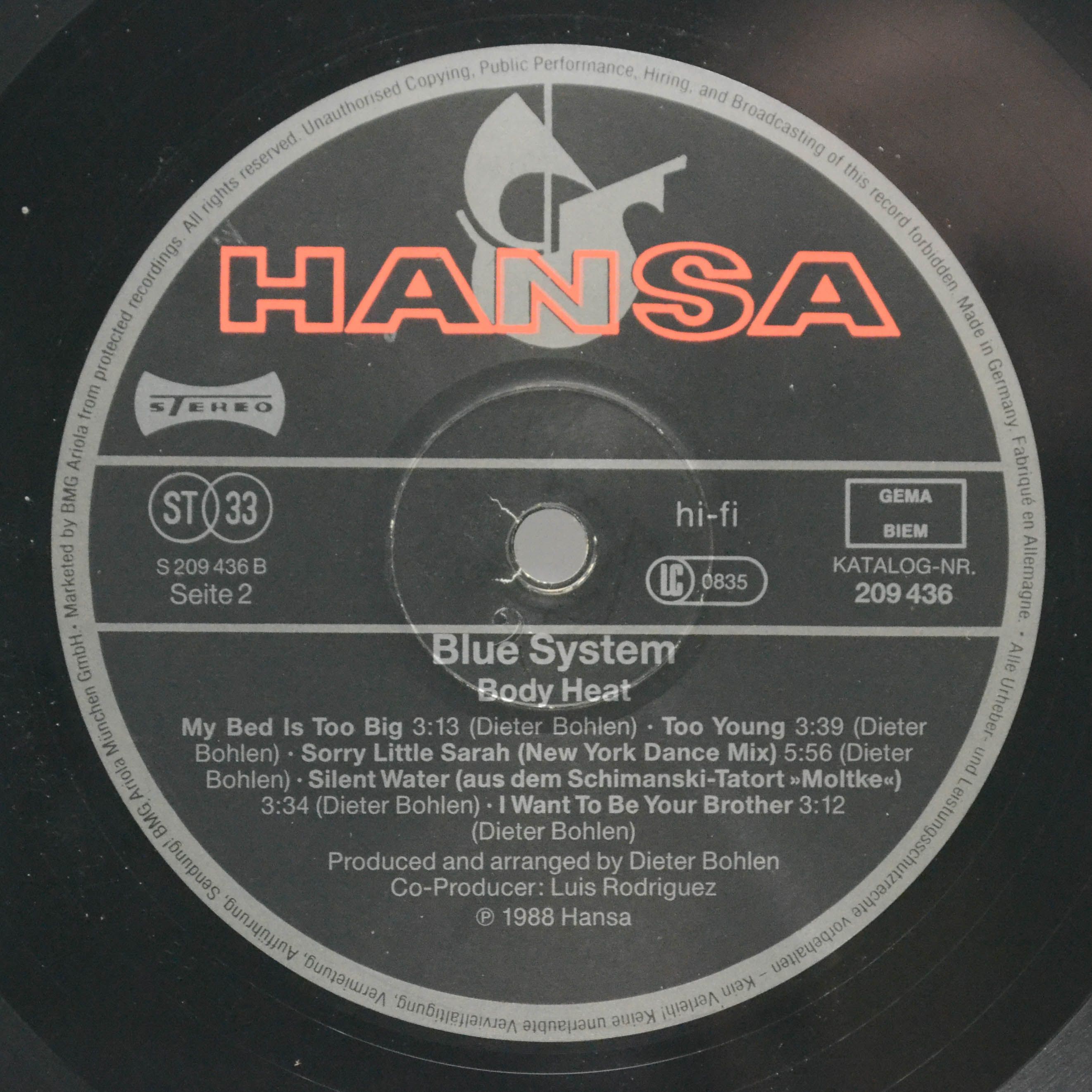 Blue System — Body Heat, 1988