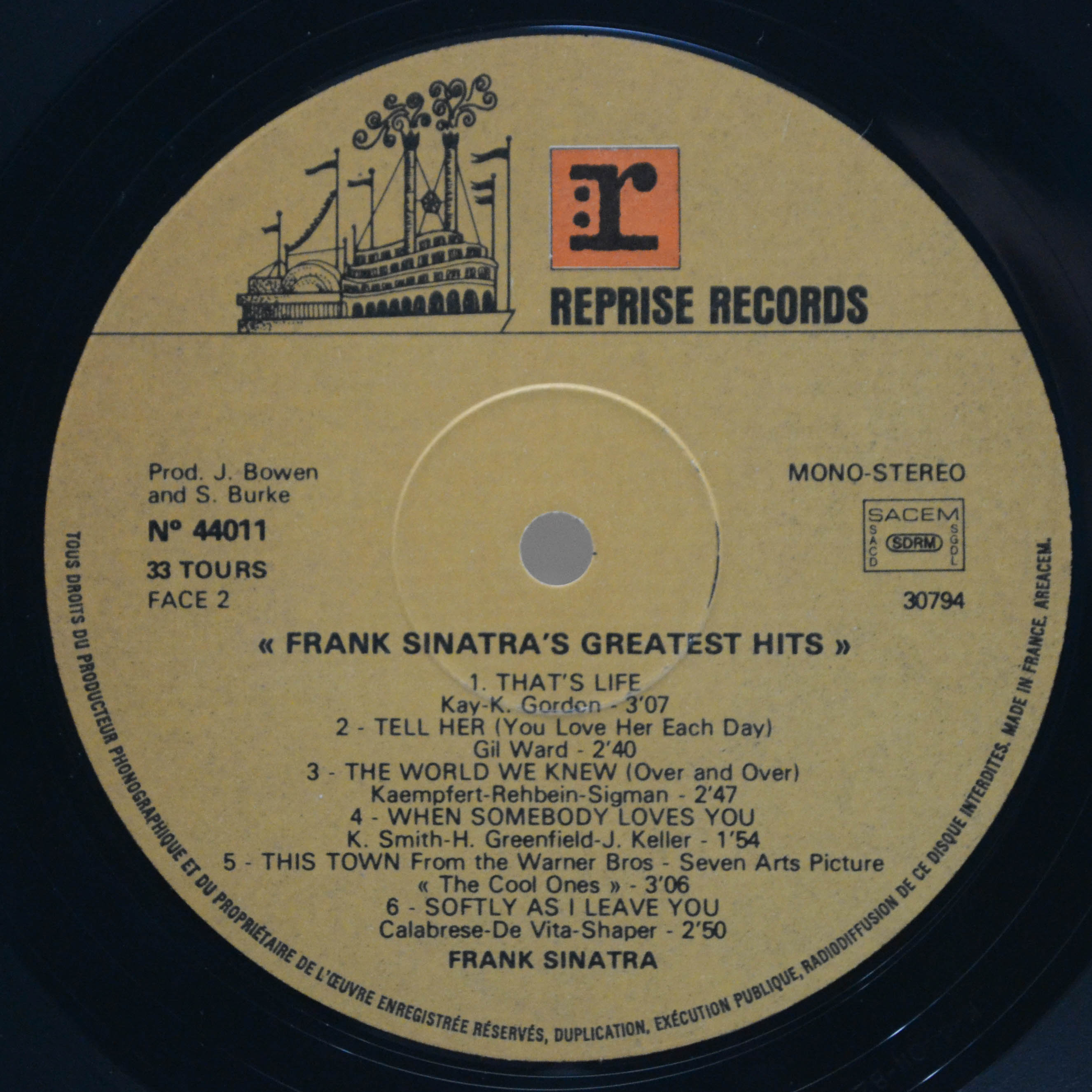 Frank Sinatra — Frank Sinatra's Greatest Hits, 1968