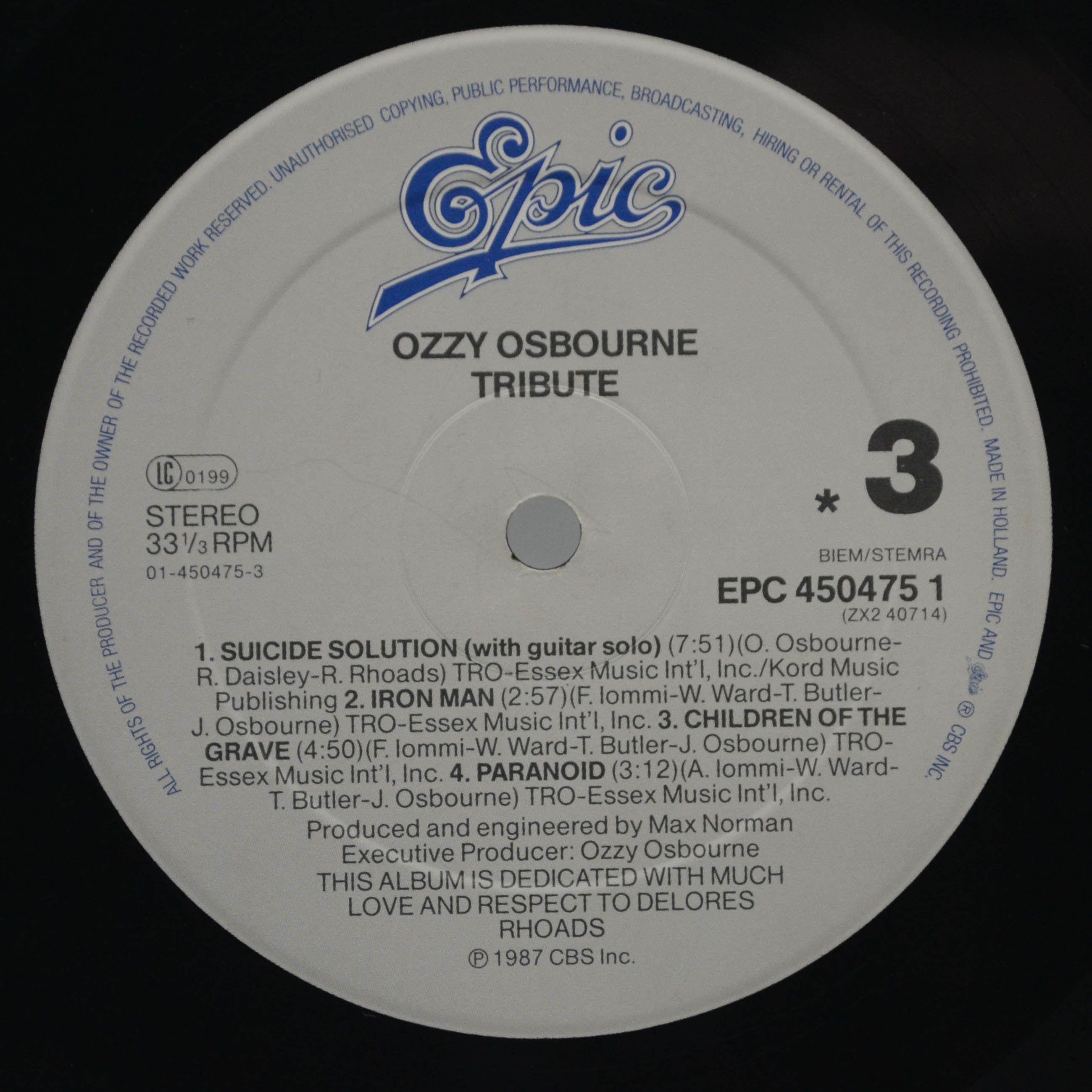 Ozzy Osbourne — Randy Rhoads Tribute (2LP), 1987