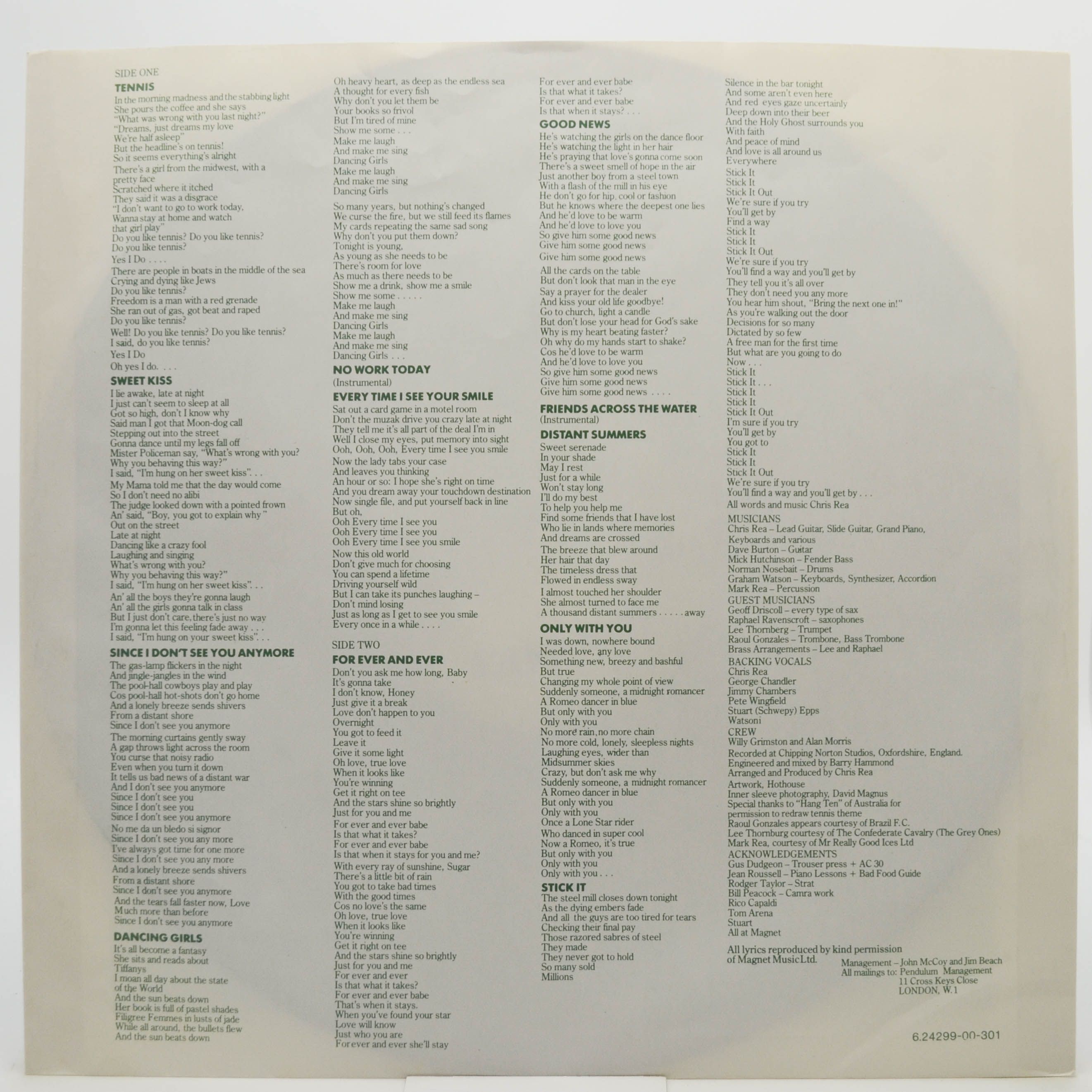 Chris Rea — Tennis, 1980