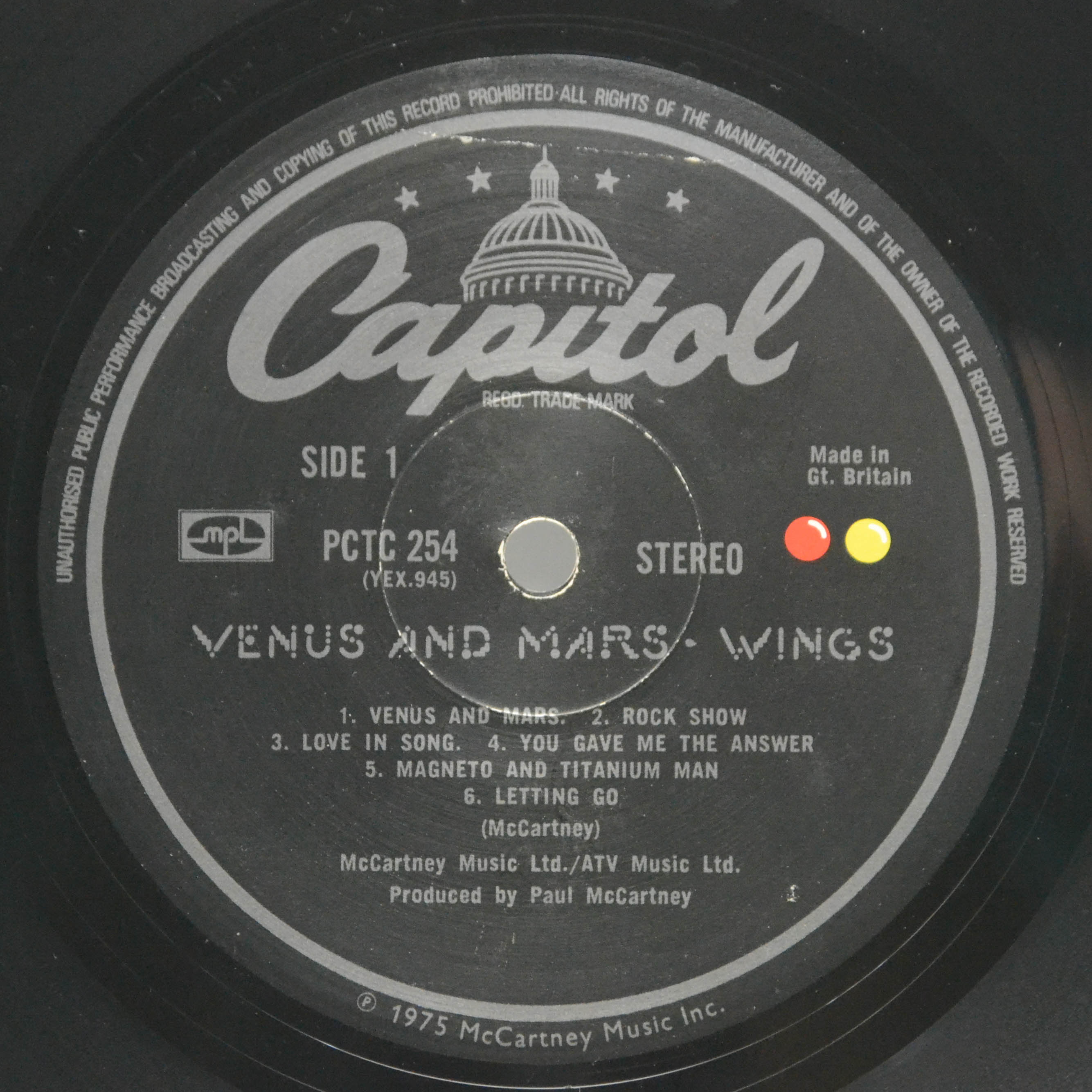 Wings — Venus And Mars (1-st, UK), 1975