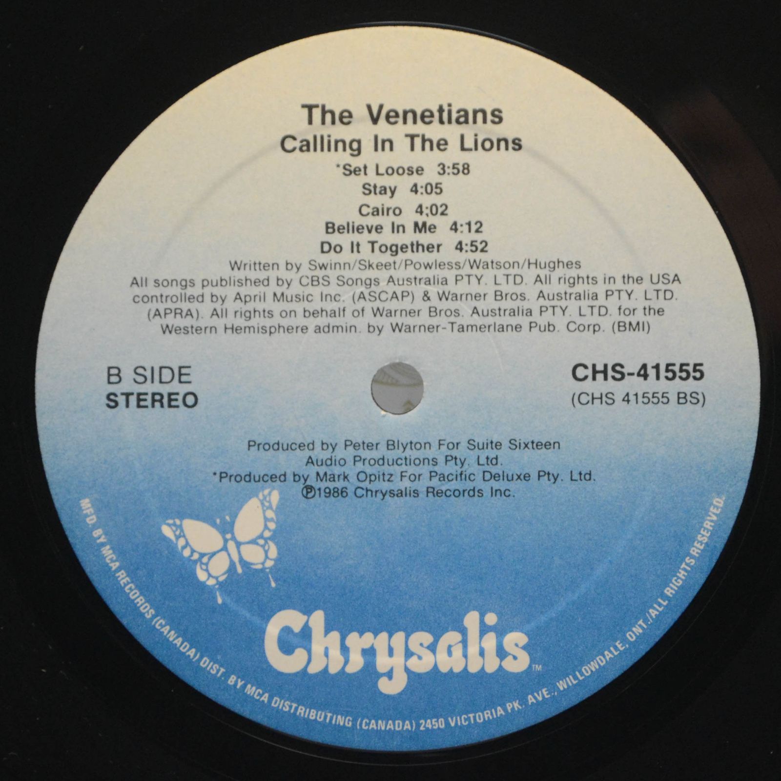 Venetians — Calling In The Lions, 1986
