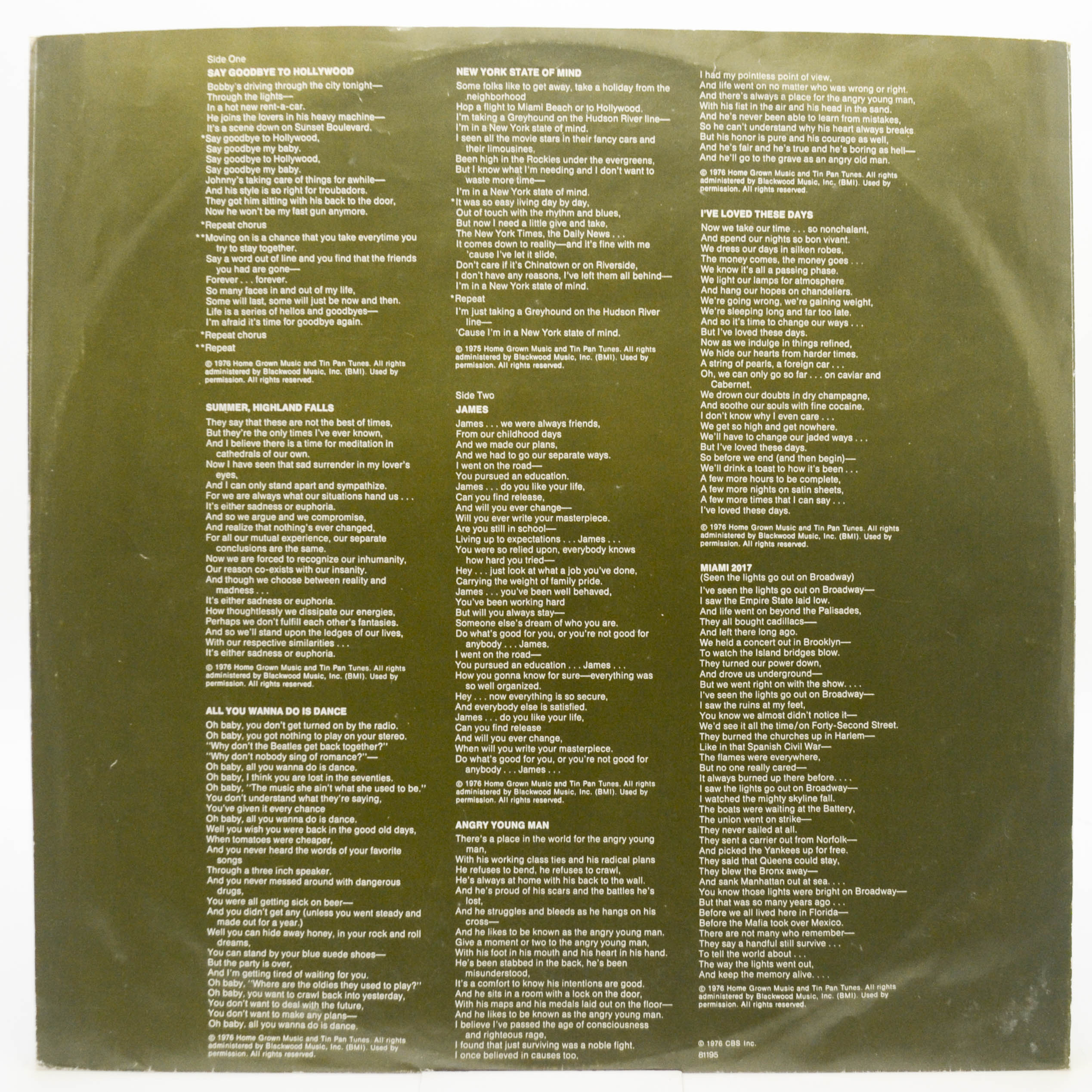 Billy Joel — Turnstiles, 1976