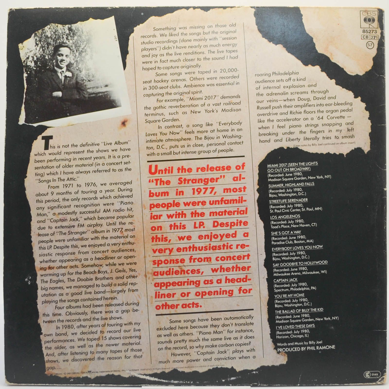 Billy Joel — Songs In The Attic, 1981