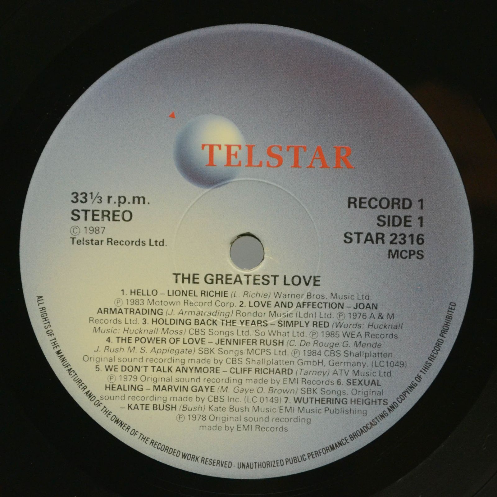 Various — The Greatest Love (2LP), 1988