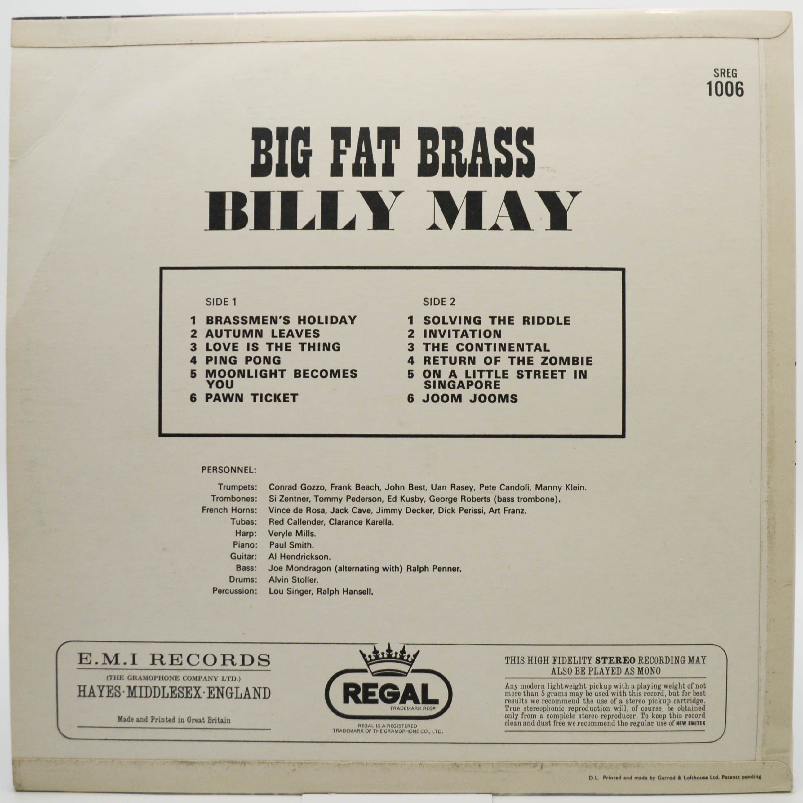 Billy May — Big Fat Brass (UK), 1958