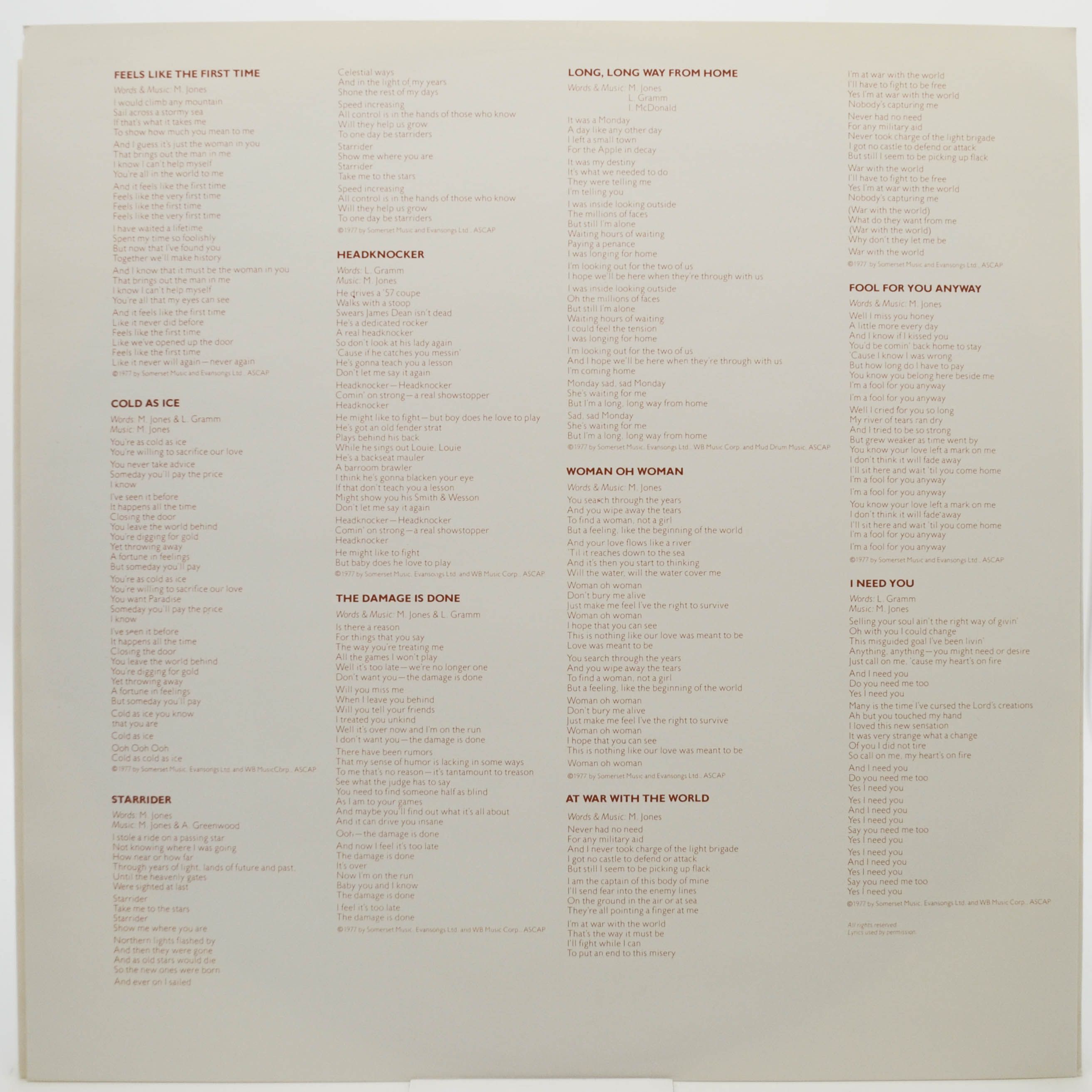 Foreigner — Foreigner, 1977