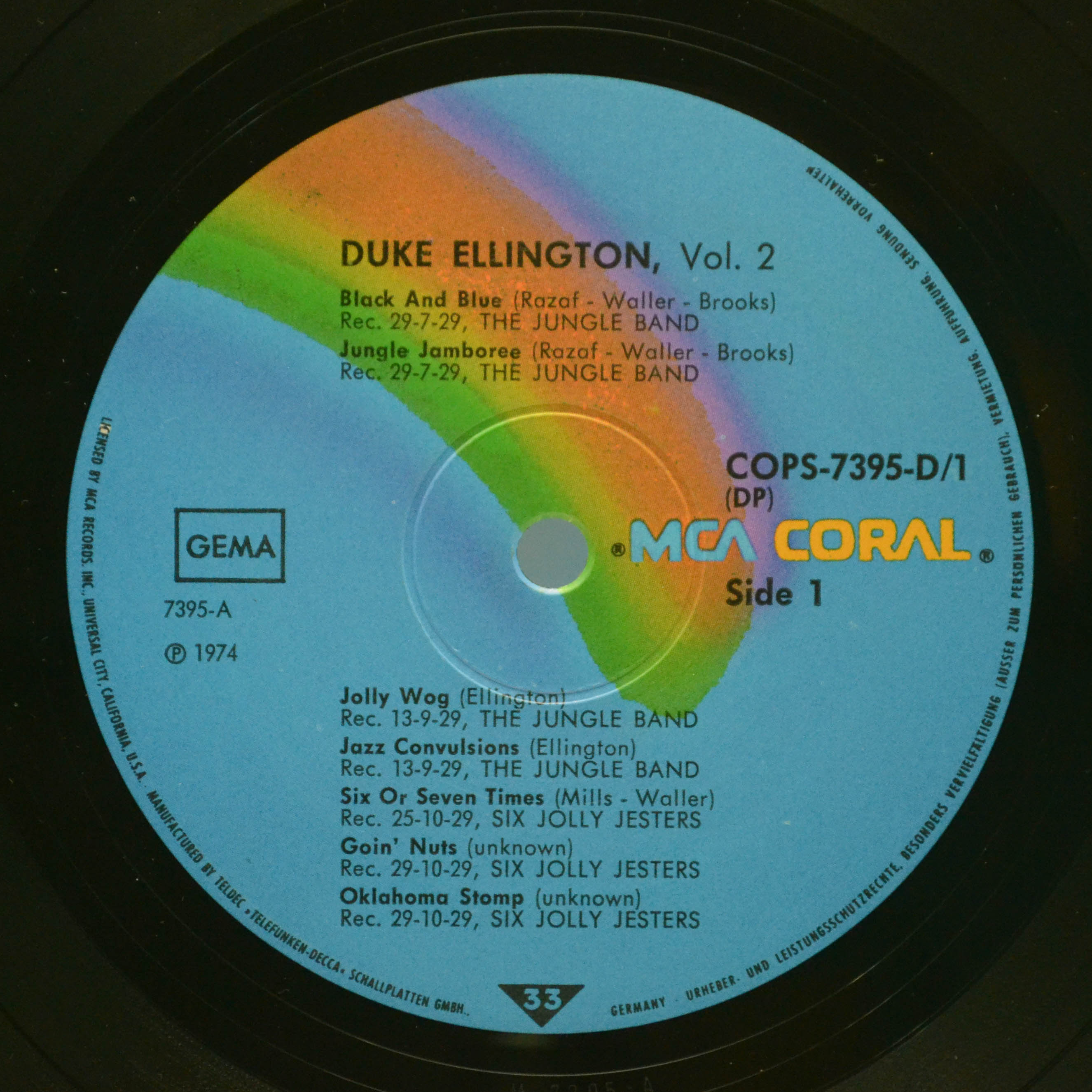 Duke Ellington — Vol. 2 (1929-1931) (2LP), 1974