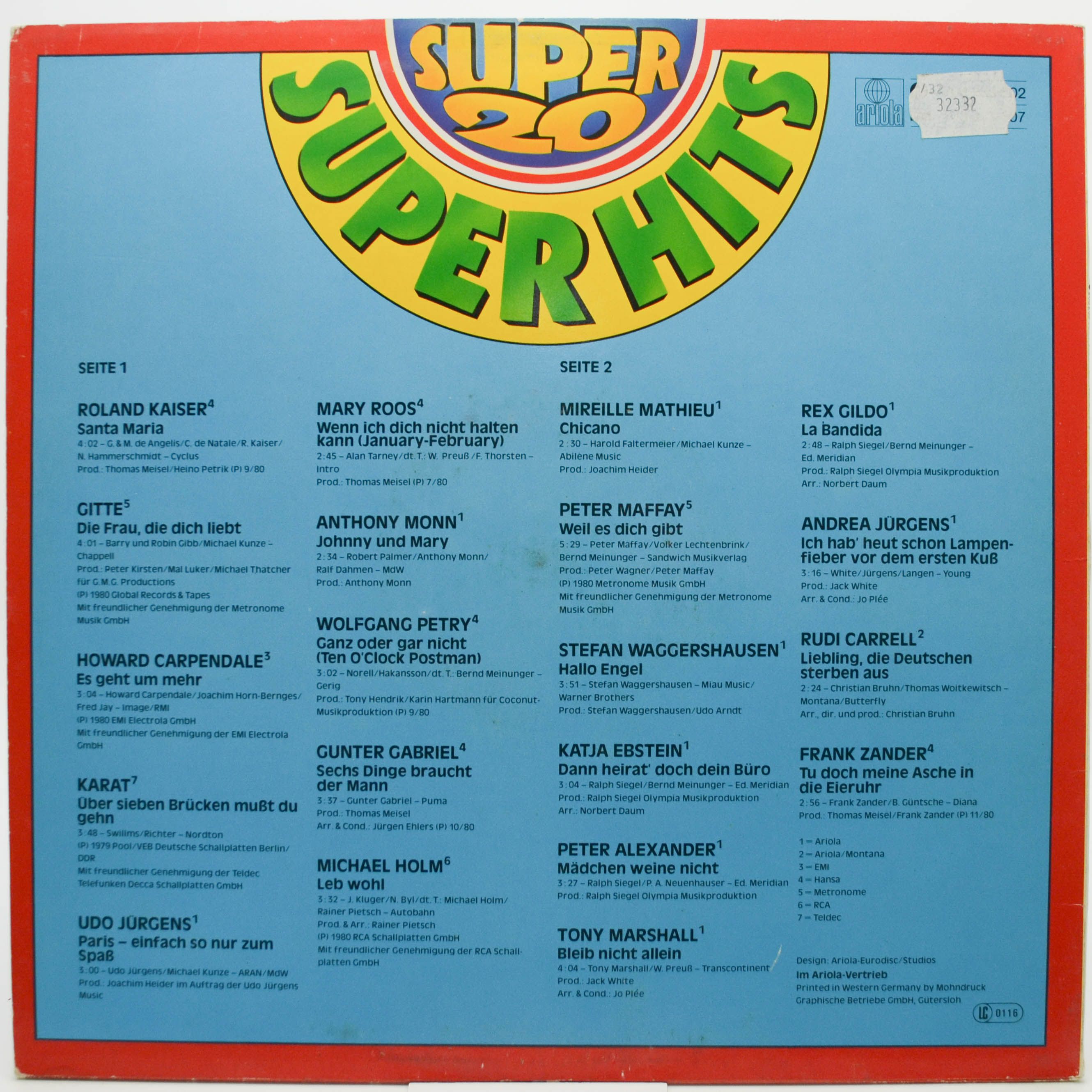 Various — Super 20 - Super Hits, 1980