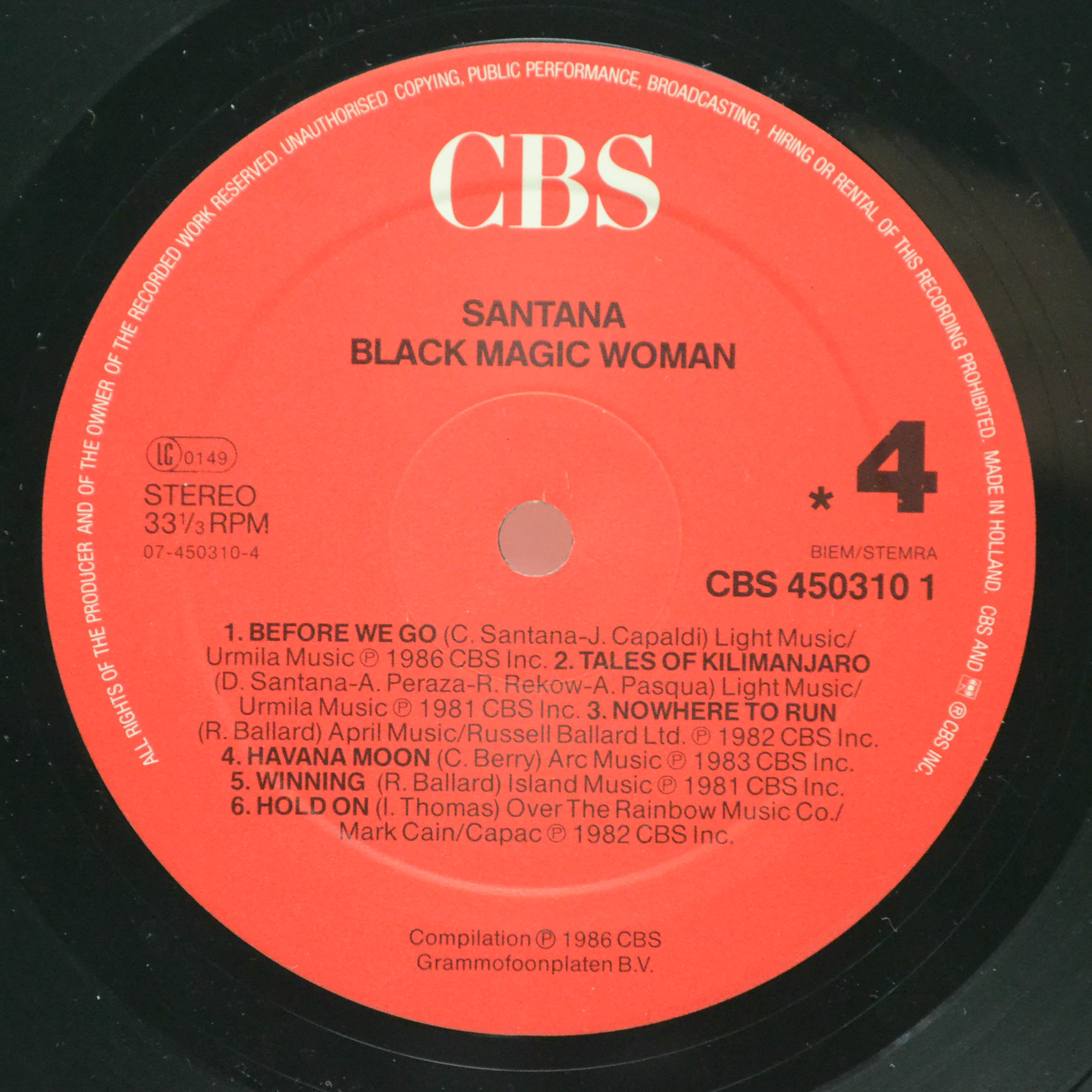 Santana — Black Magic Woman (2LP), 1986