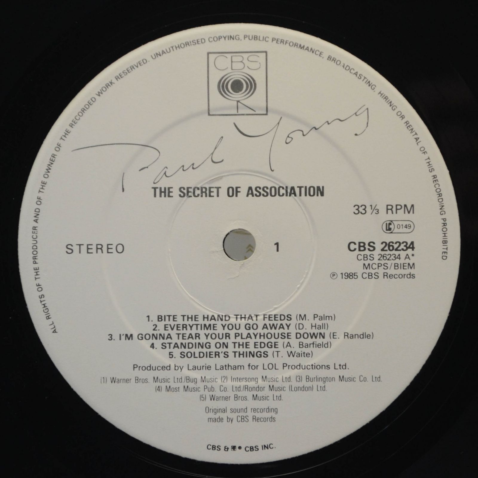 Paul Young — The Secret Of Association (UK), 1985