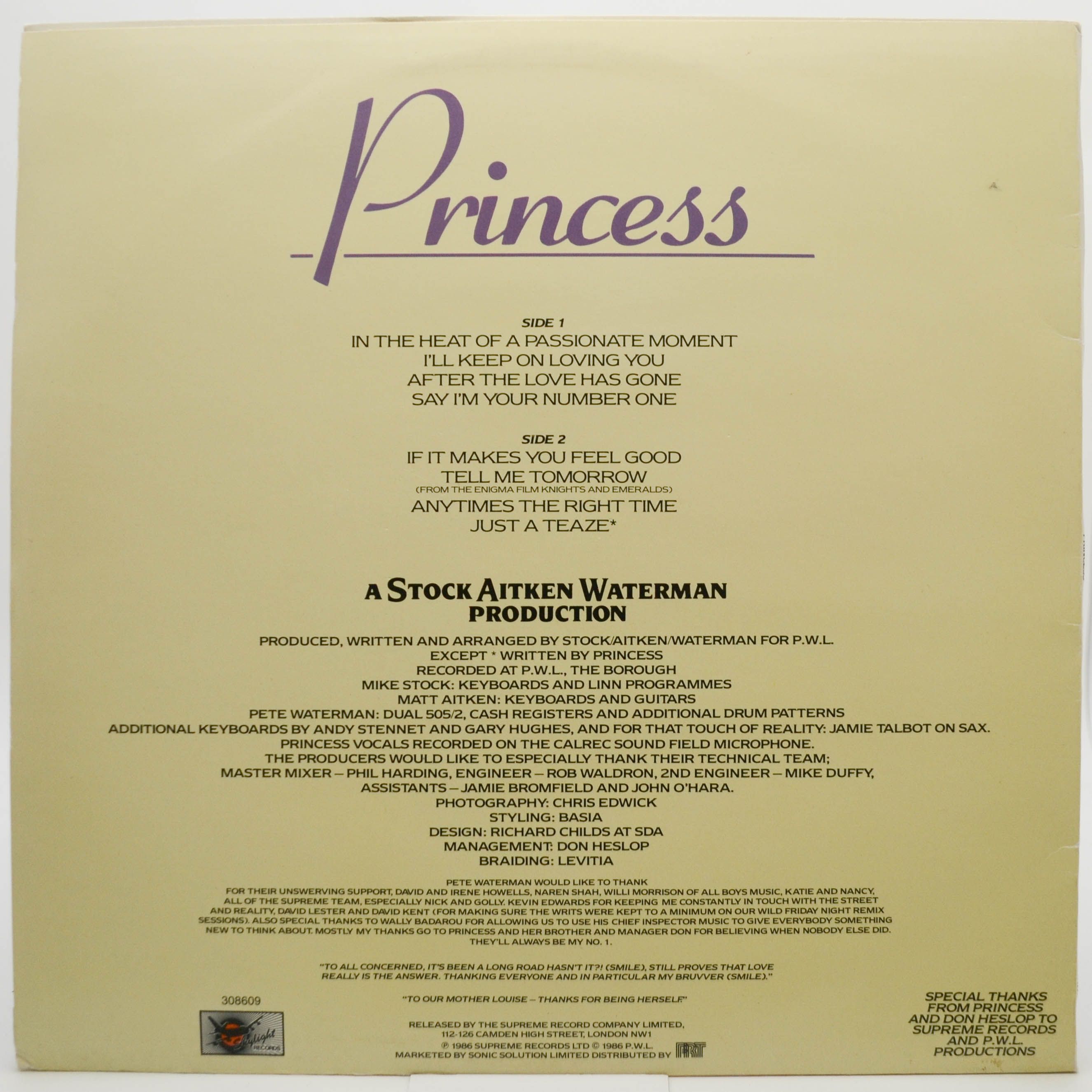 Princess — Princess, 1986