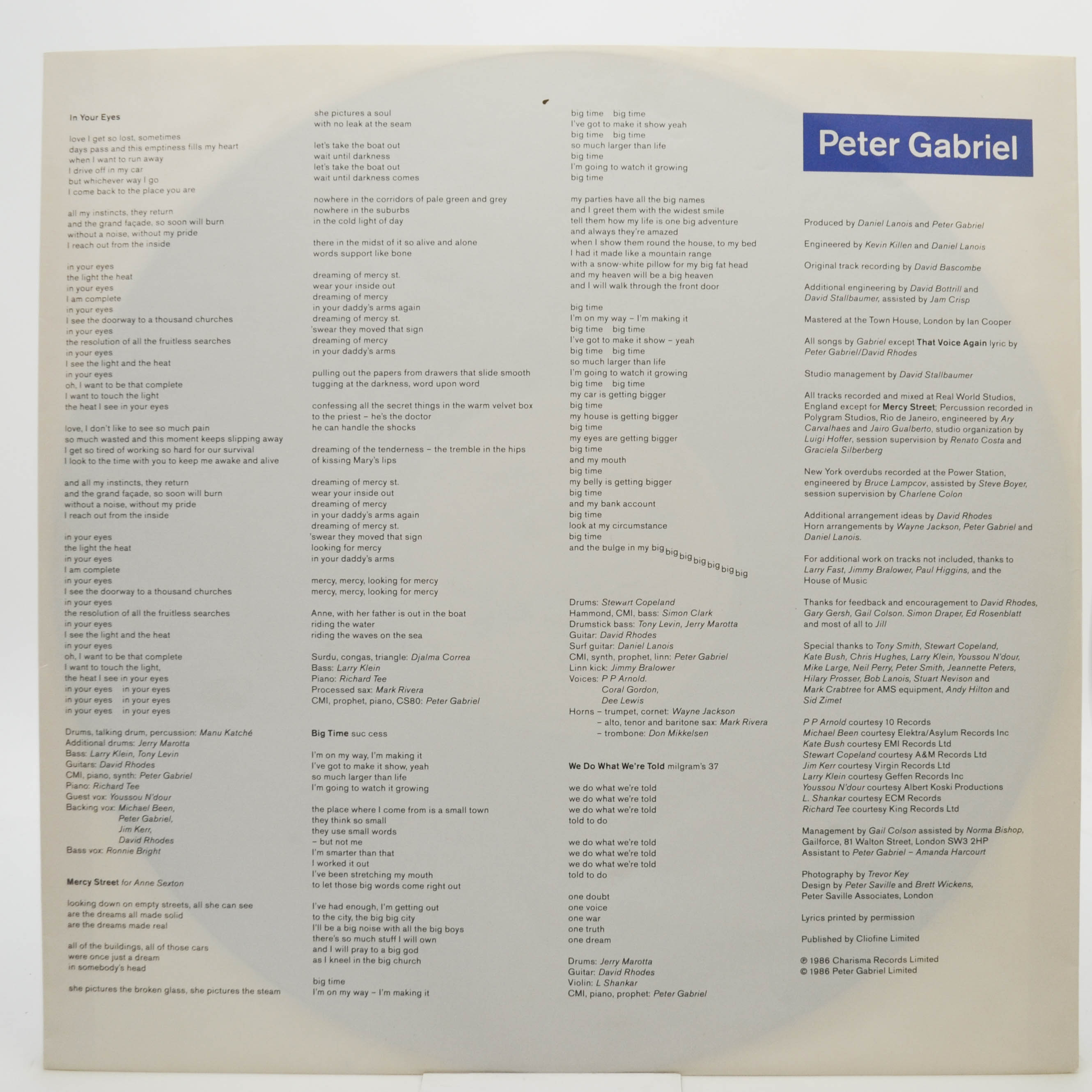 Peter Gabriel — So, 1986