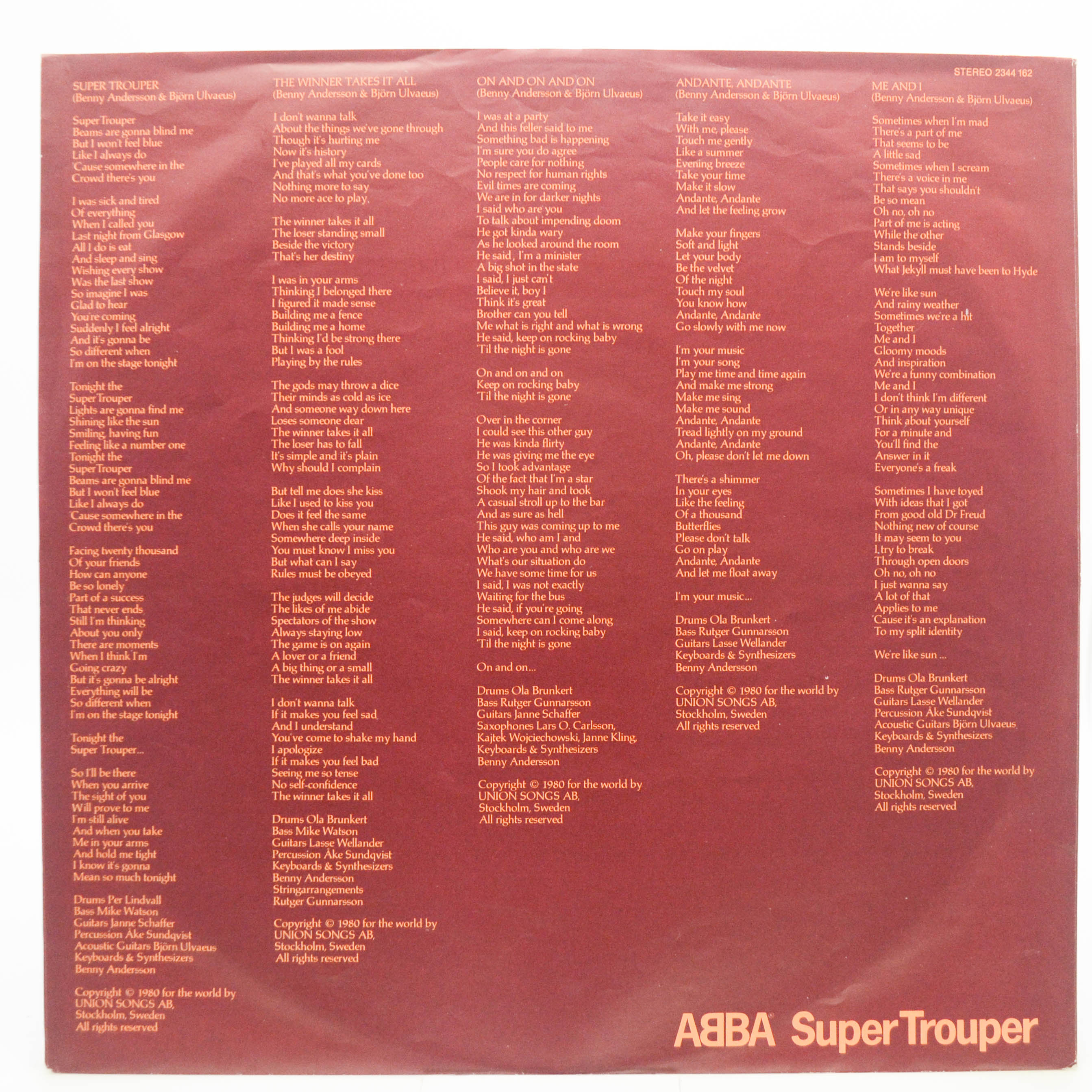ABBA — Super Trouper, 1980