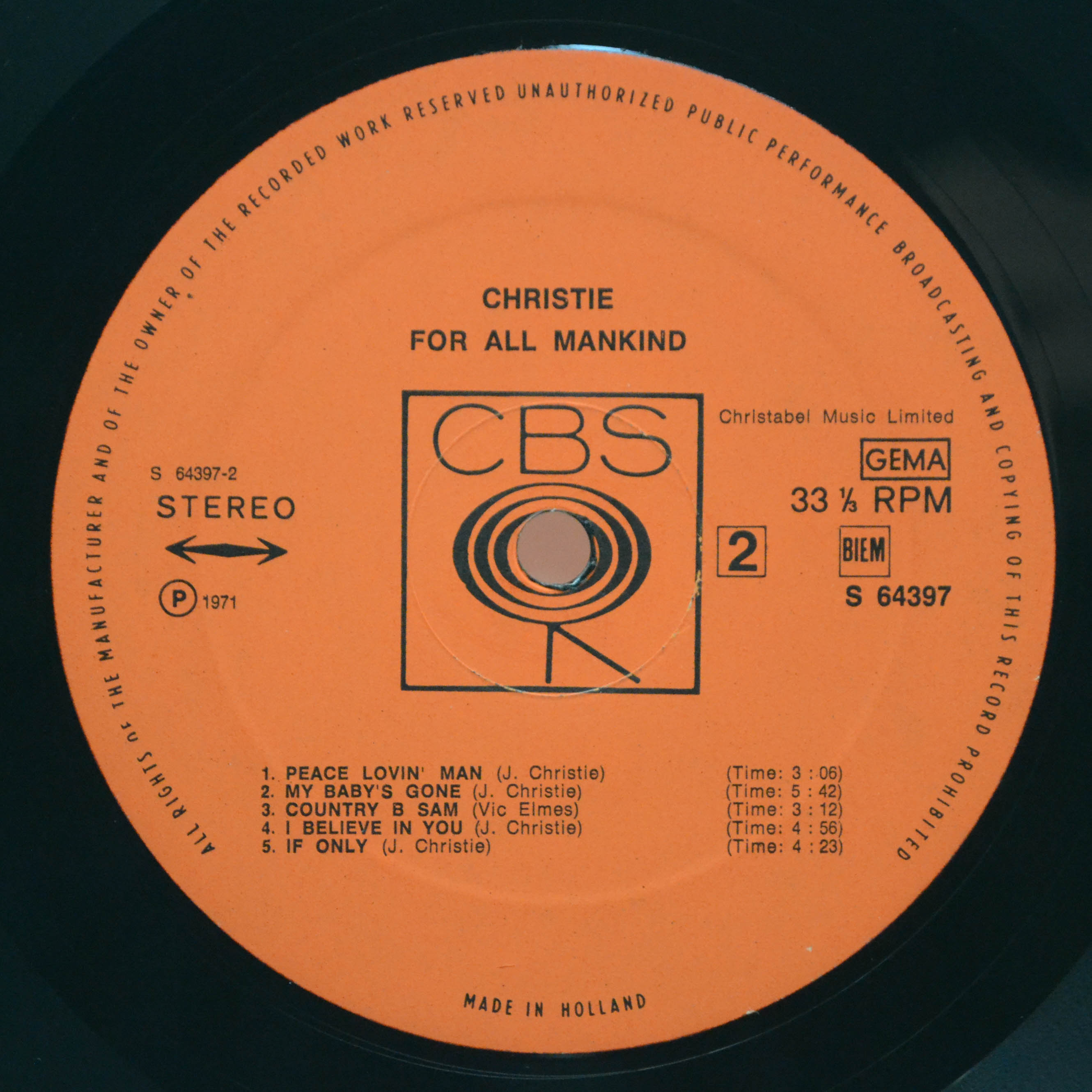 Christie — For All Mankind, 1971