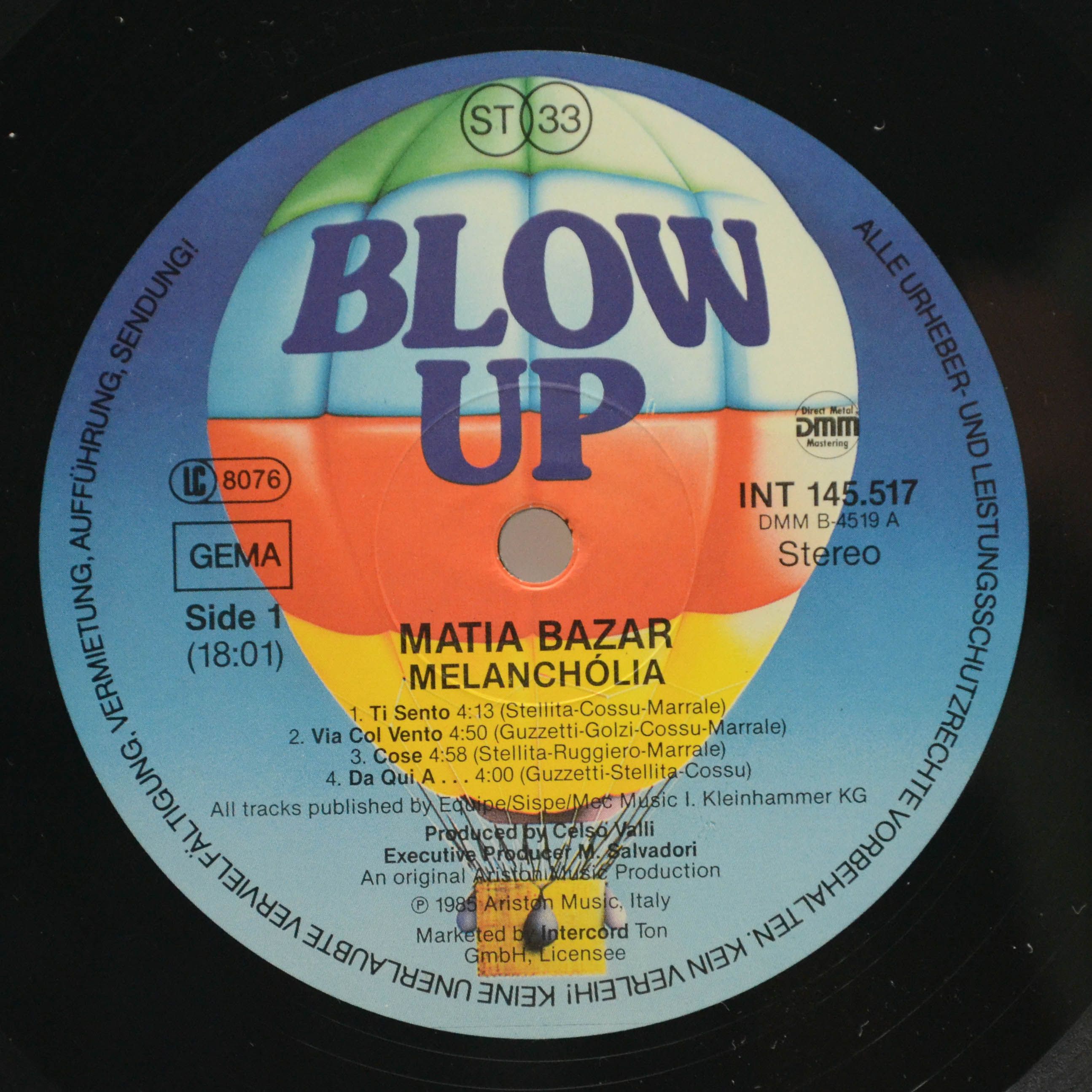 Matia Bazar — Melanchólia, 1986