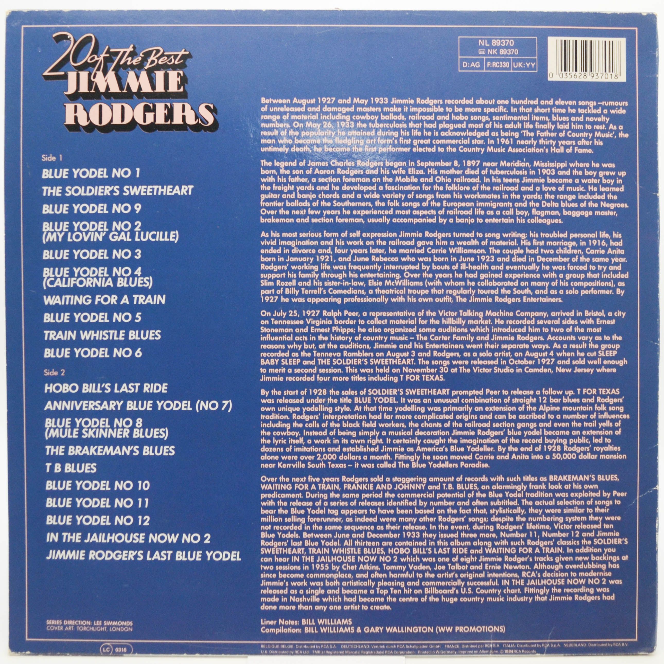 Jimmie Rodgers — 20 Of The Best, 1984