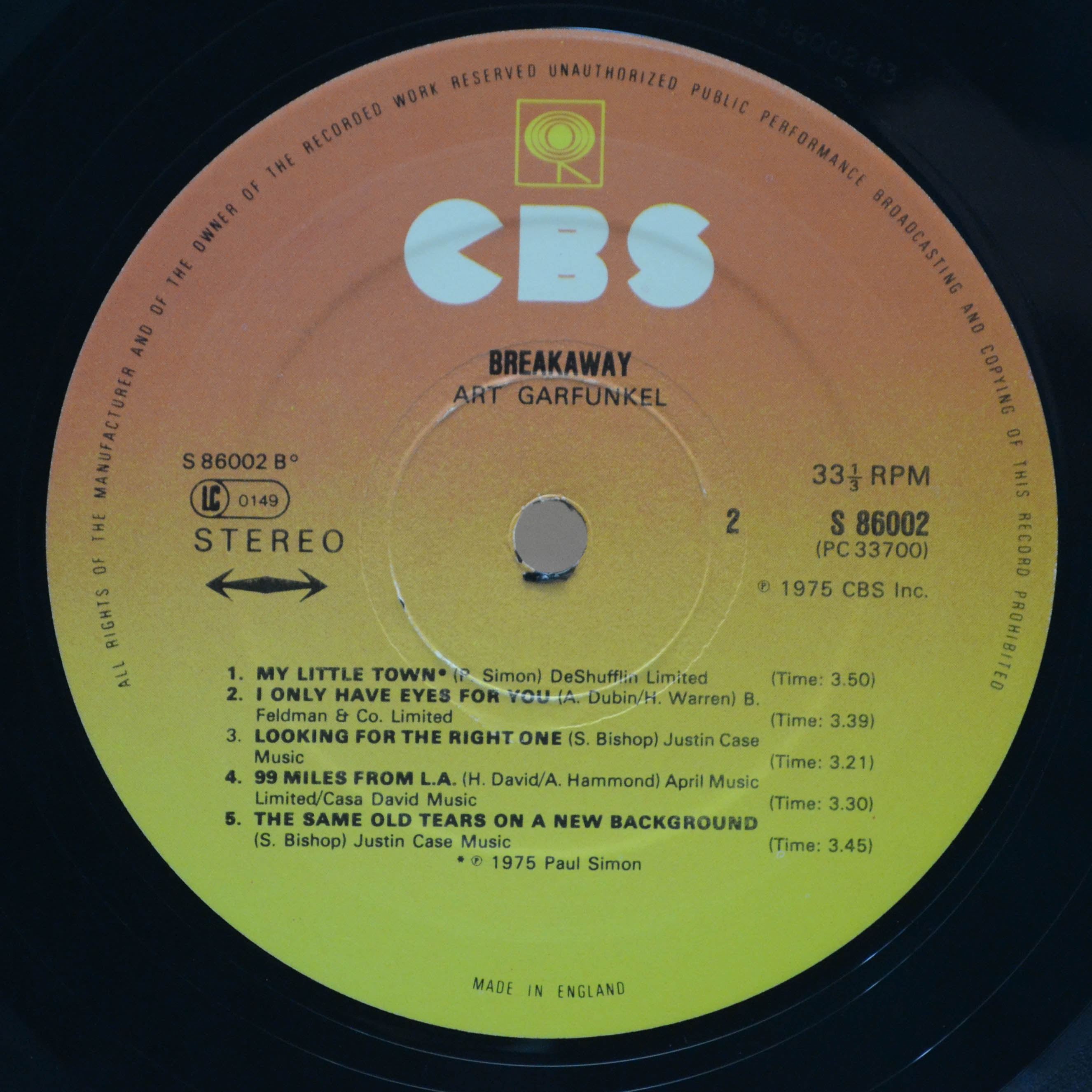 Art Garfunkel — Breakaway (UK), 1975