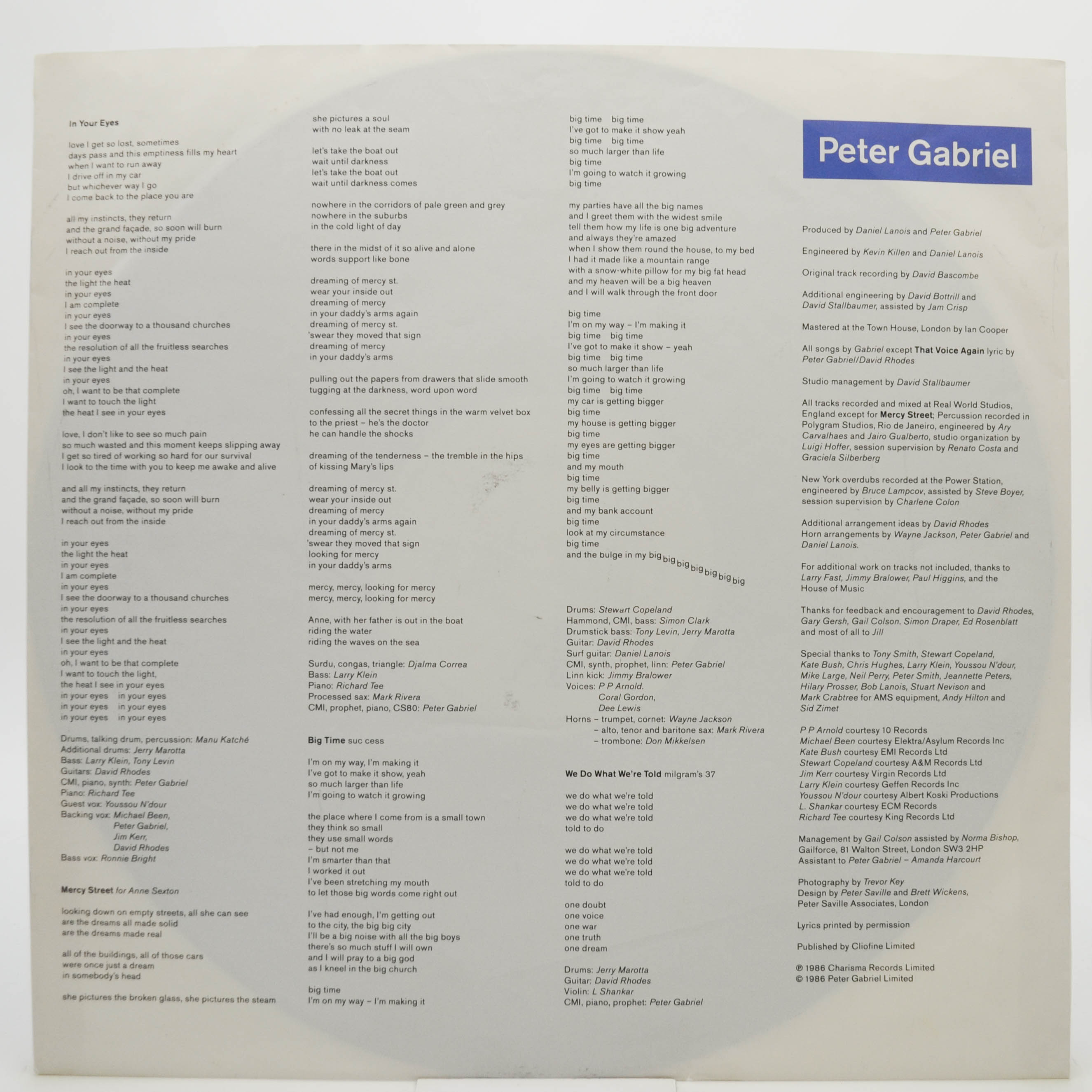 Peter Gabriel — So, 1986