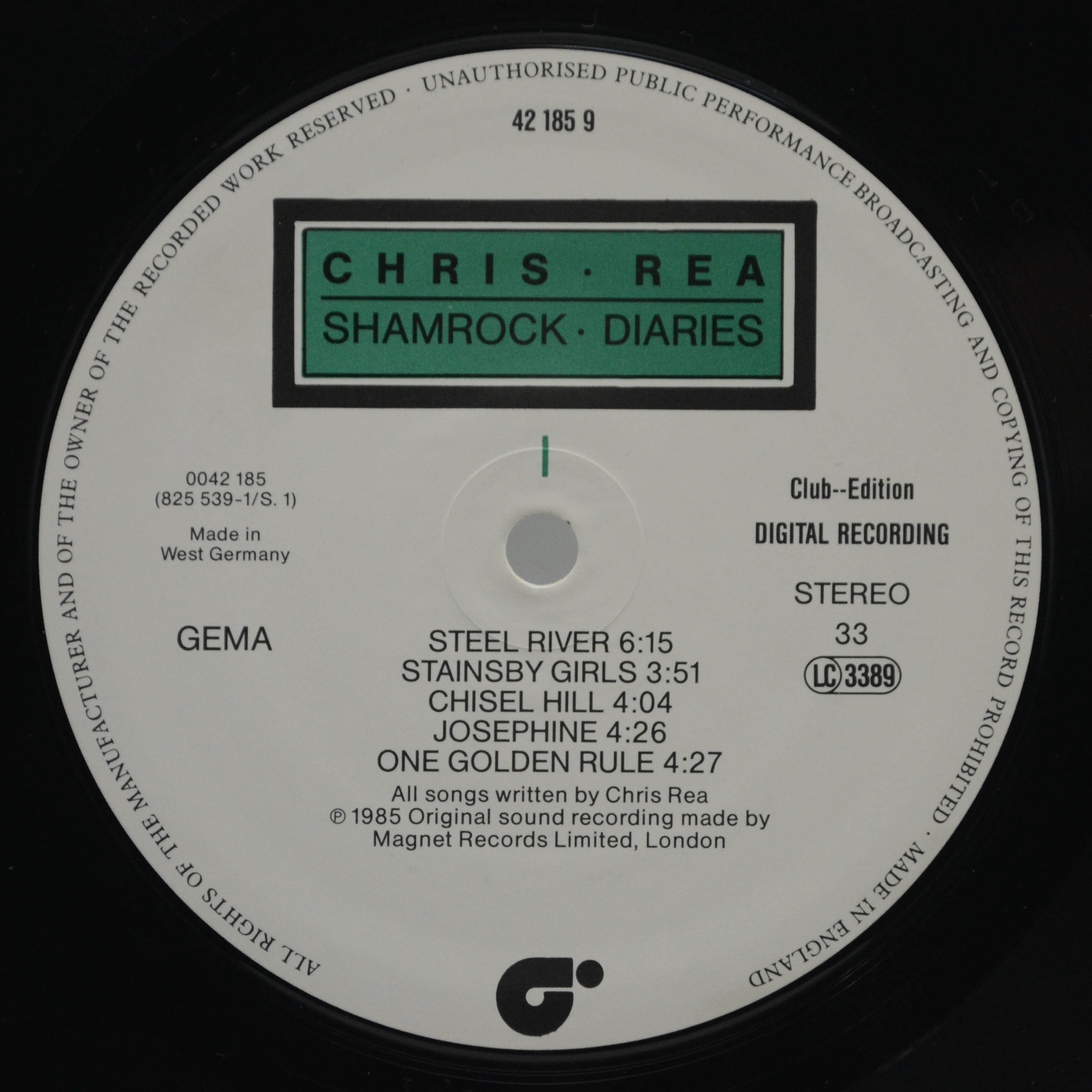 Chris Rea — Shamrock Diaries, 1985