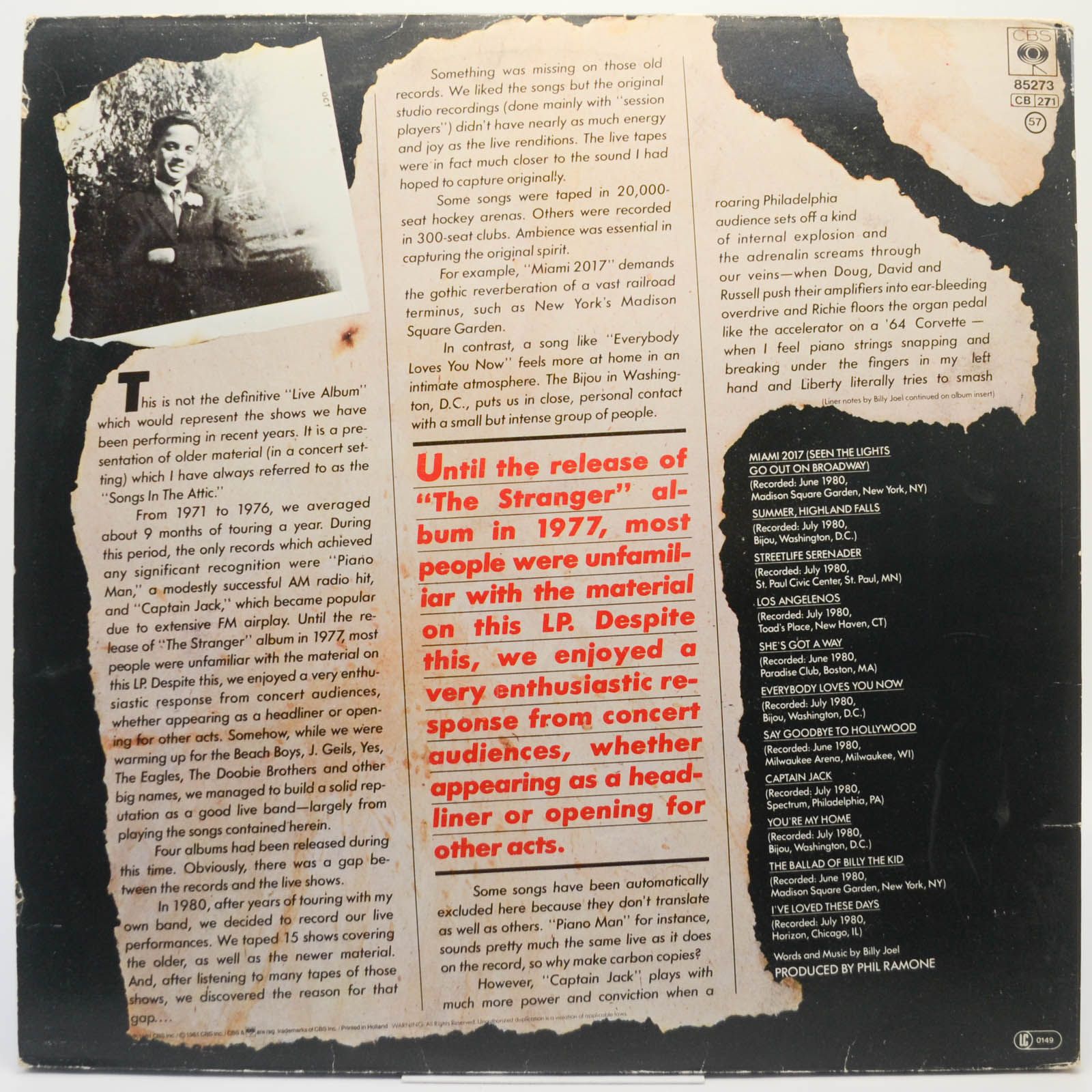 Billy Joel — Songs In The Attic, 1981