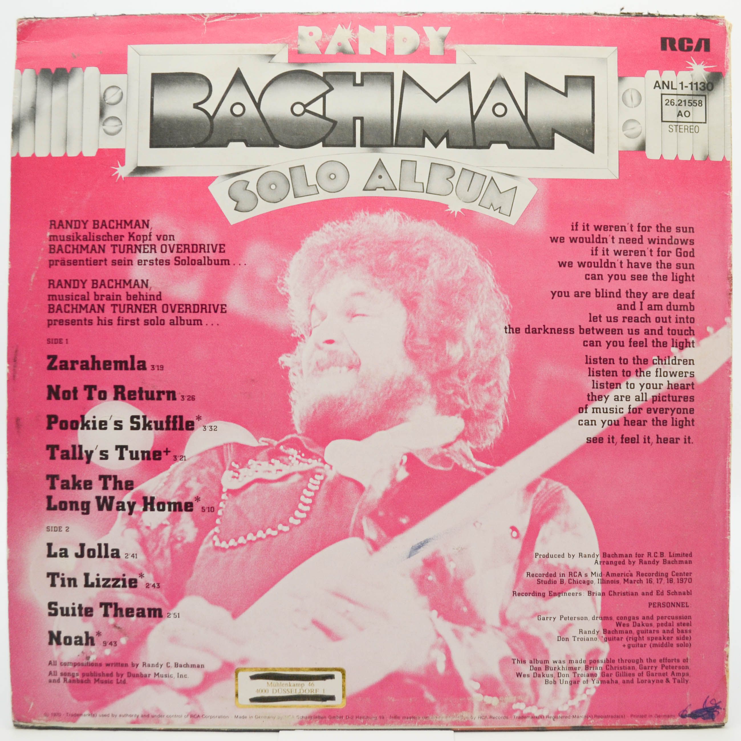 Randy Bachman — Bachman Solo Album, 1970