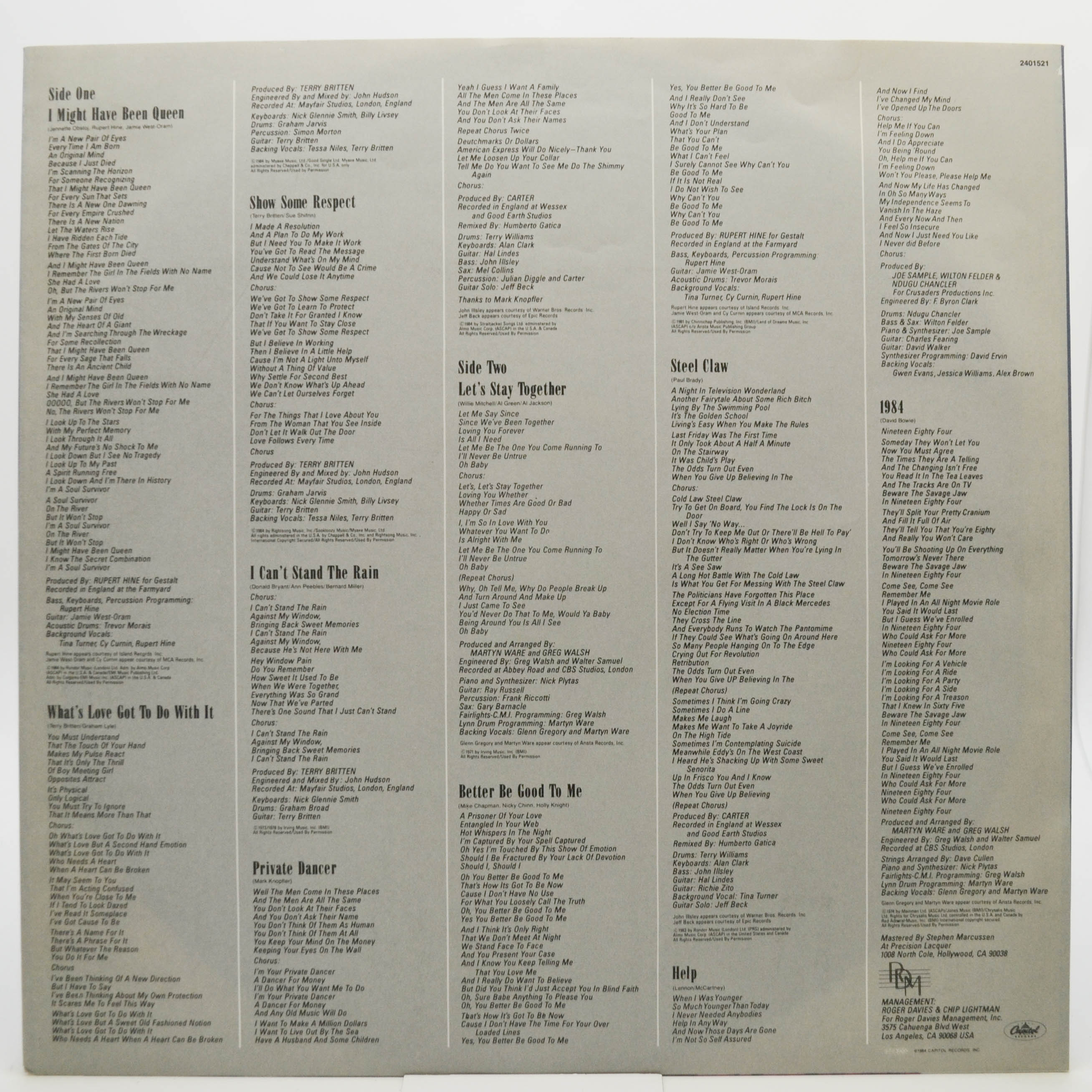 Tina Turner — Private Dancer, 1984