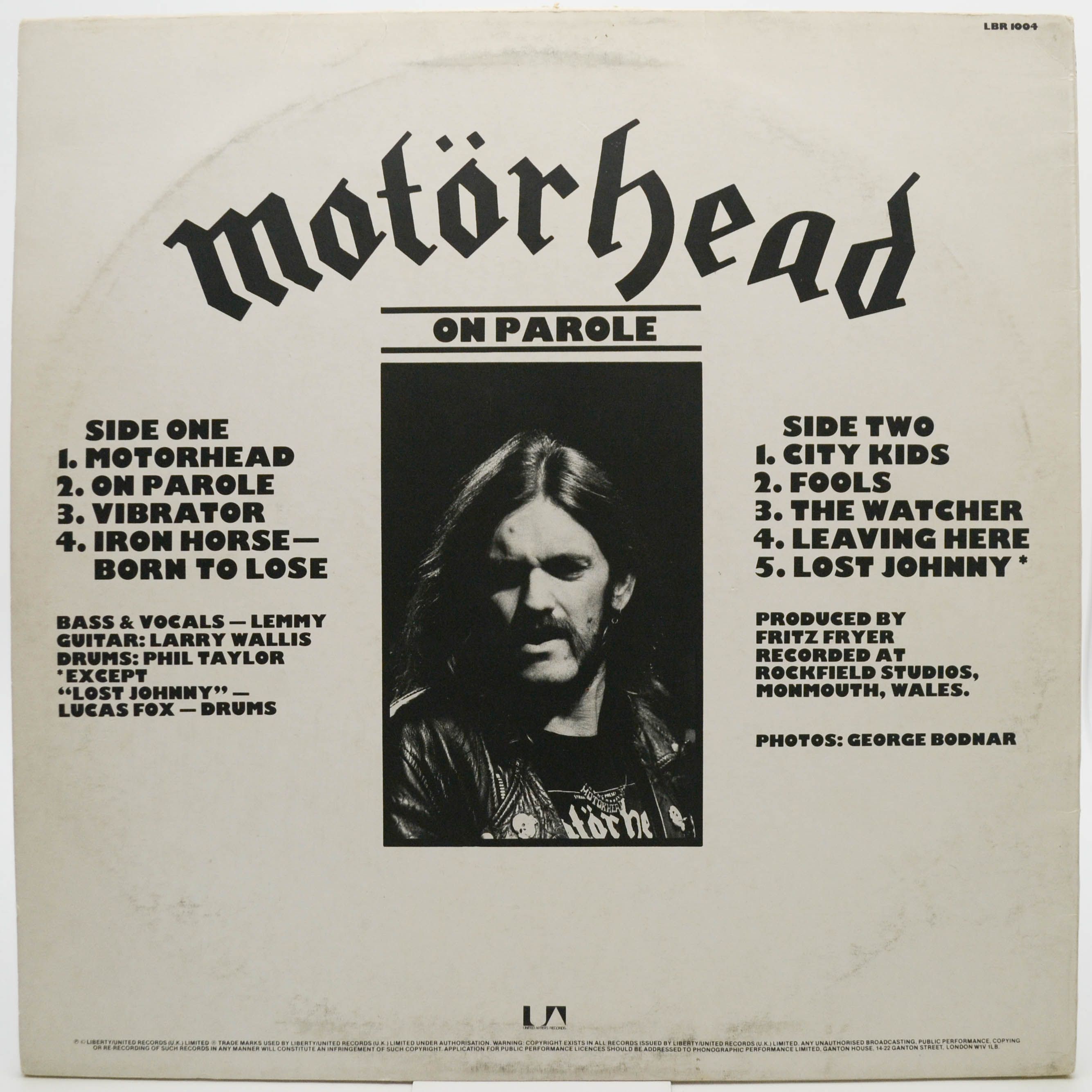 Motörhead — On Parole (1-st, UK), 1979
