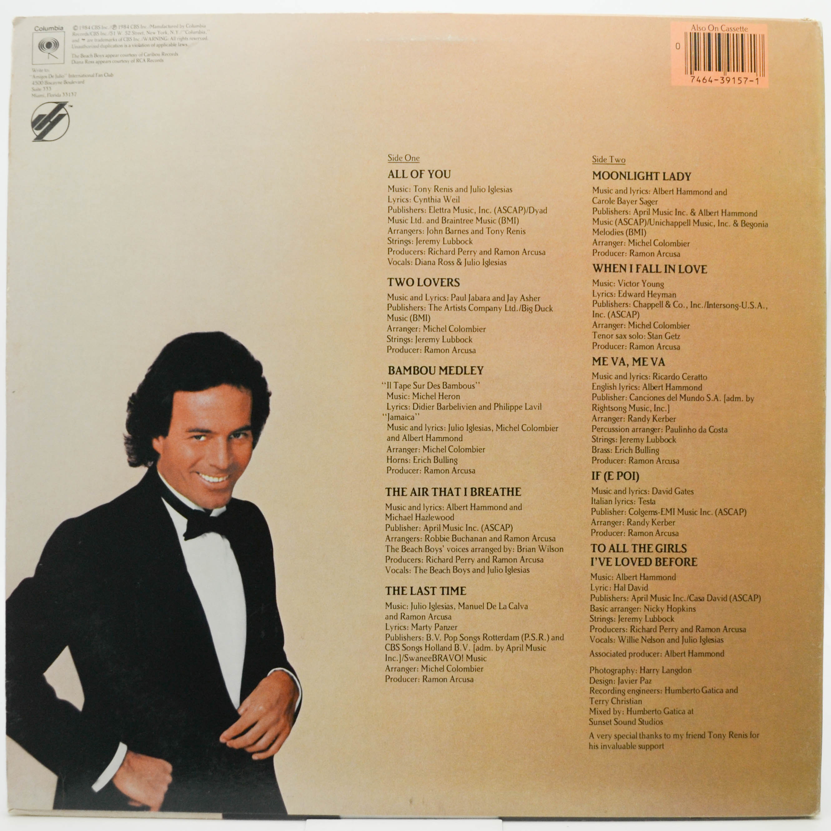 Julio Iglesias — 1100 Bel Air Place (USA), 1984